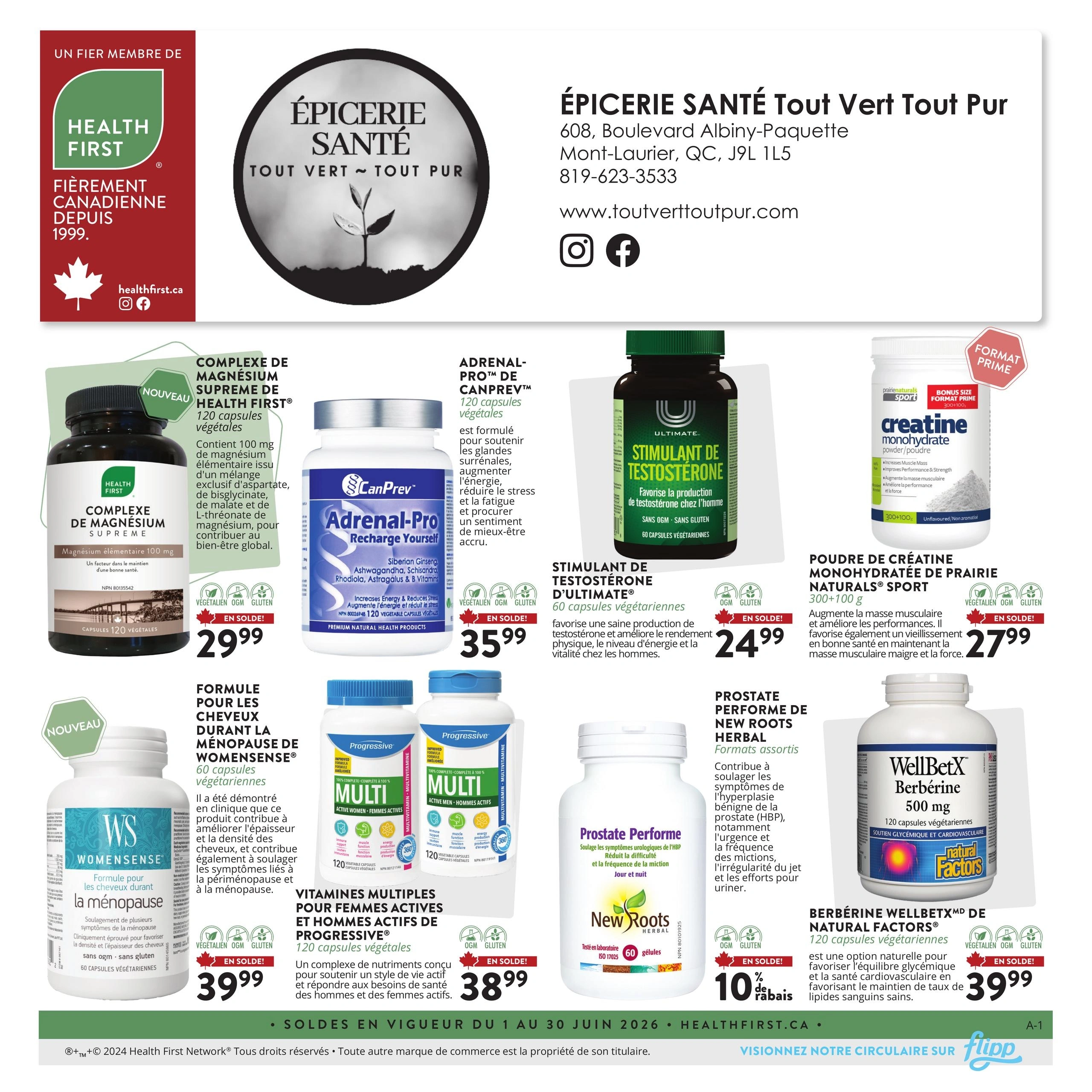ÉPICERIE SANTÉ Tout Vert - Tout Pur flyer page 1
