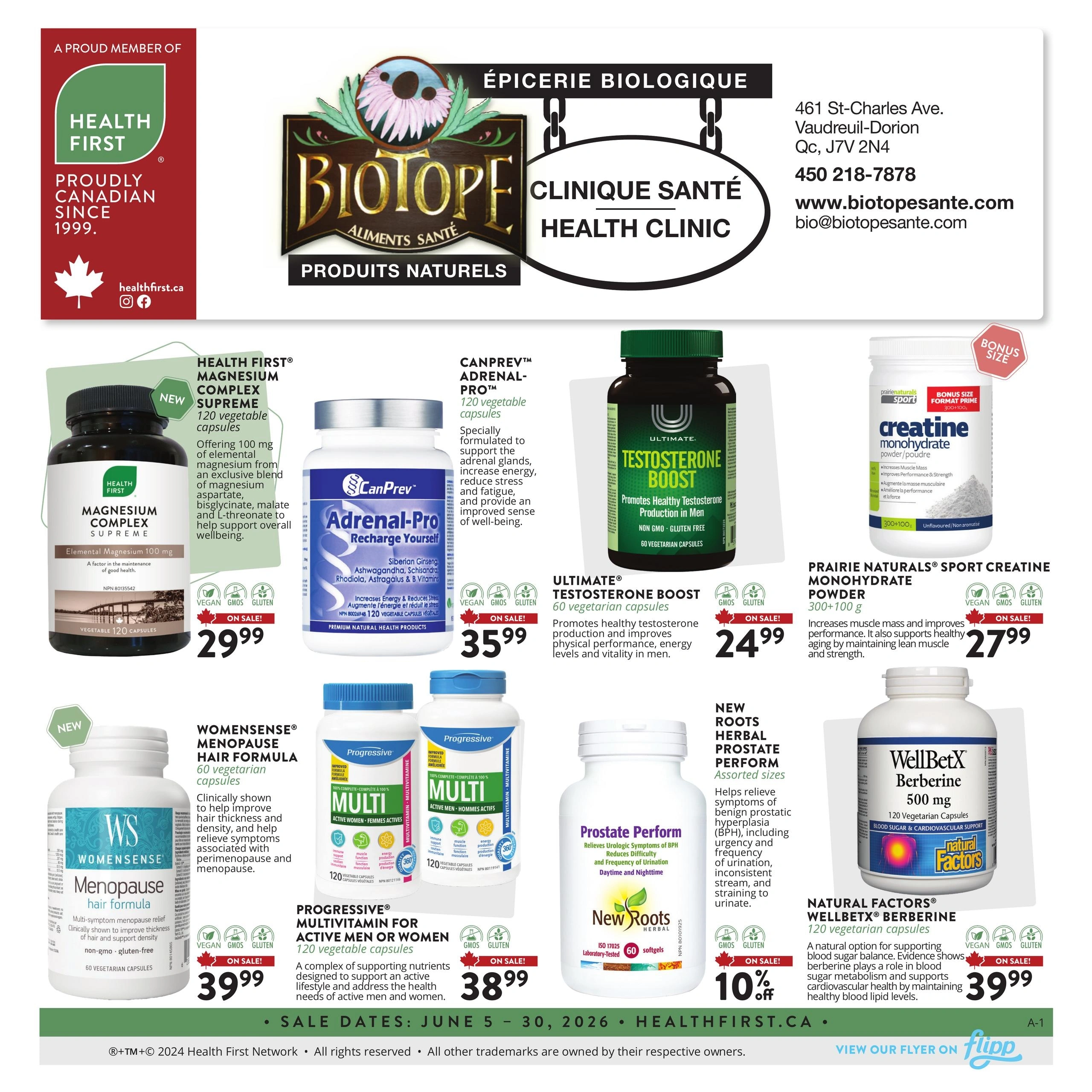 Biotope Aliments Santé flyer page 1