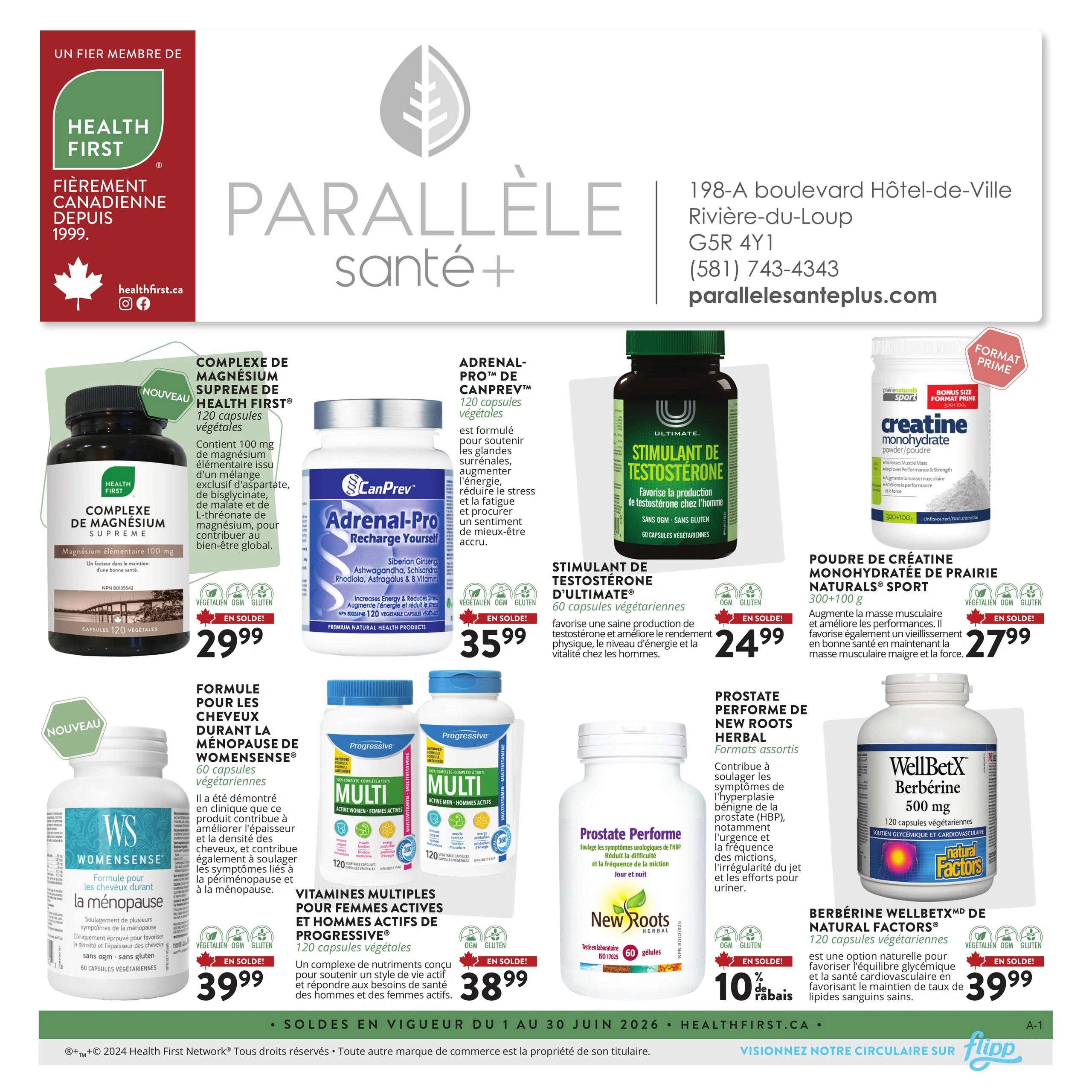 Parallèle Santé Plus flyer page 1