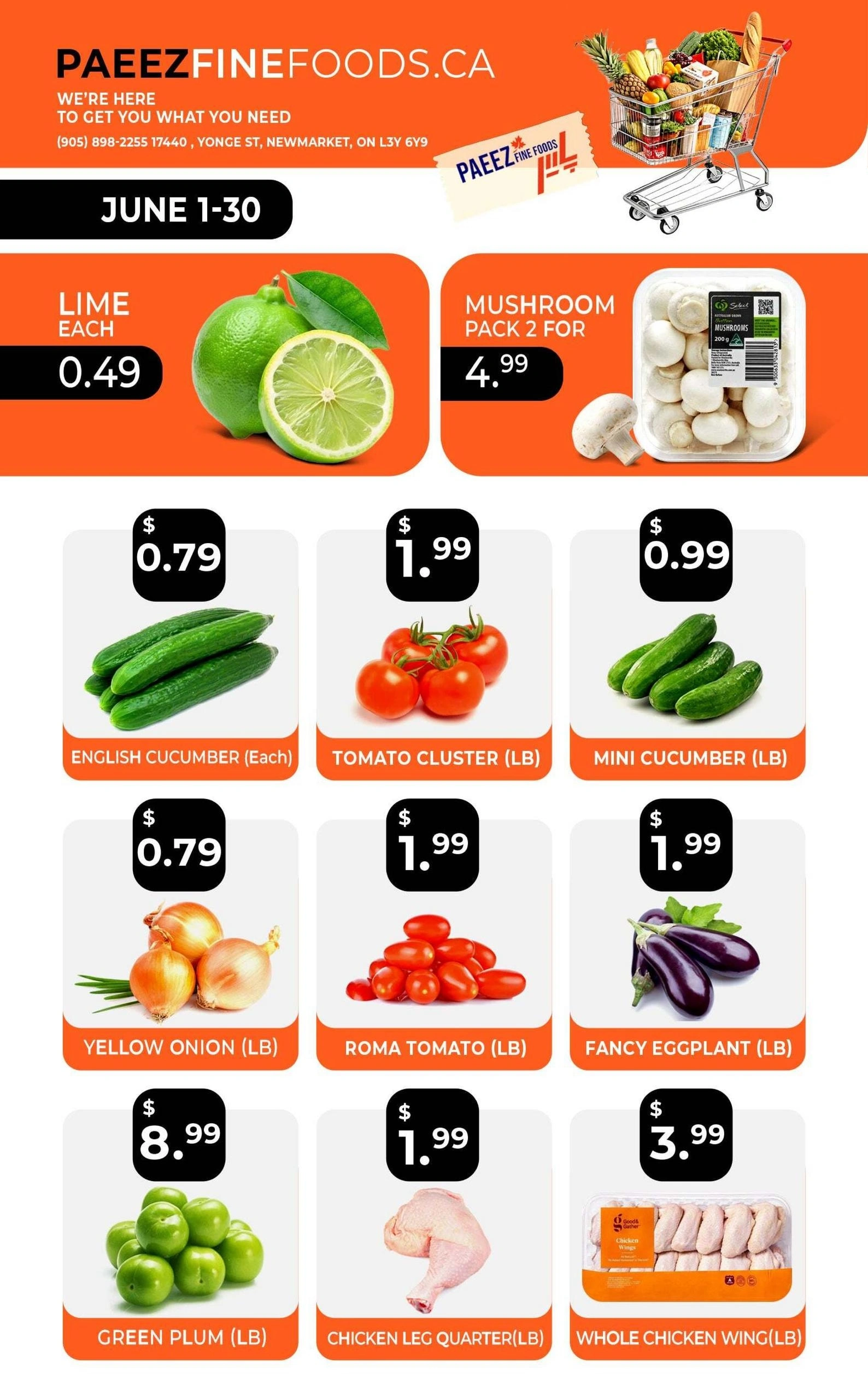 Paeez Fine Foods flyer page 1