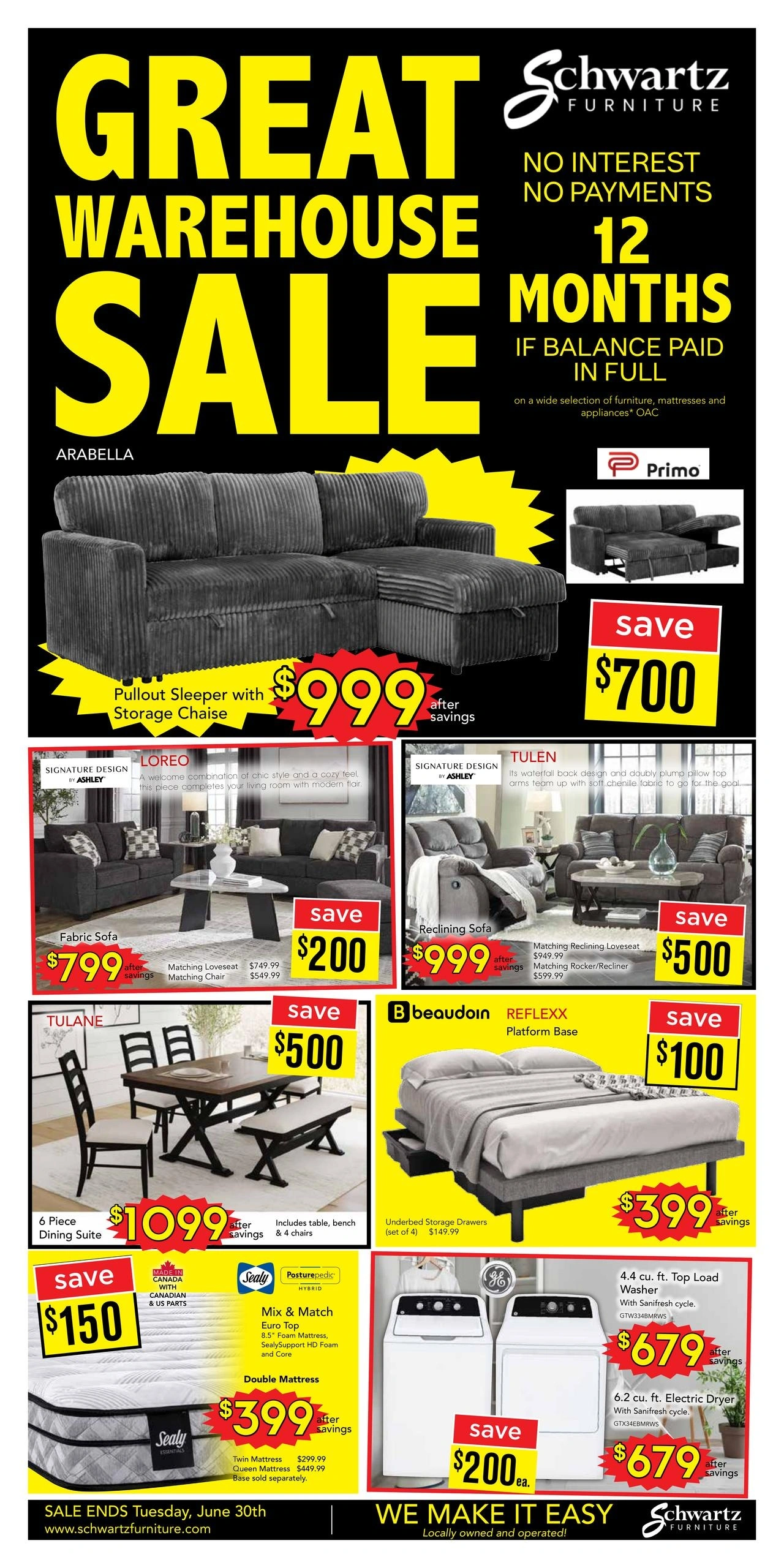 Schwartz Furniture flyer page 1