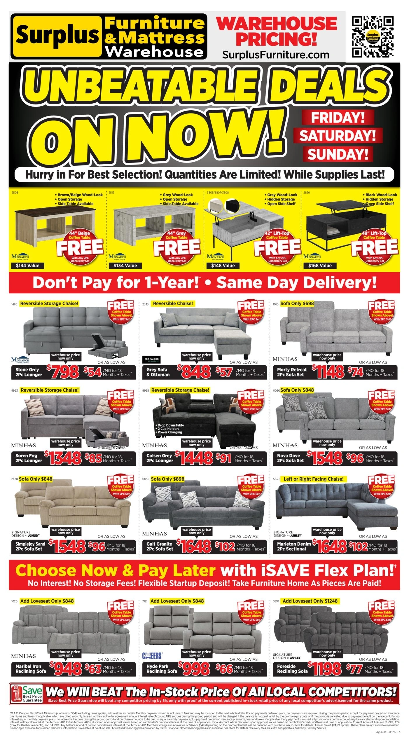 Surplus Furniture & Mattress Warehouse flyer page 1