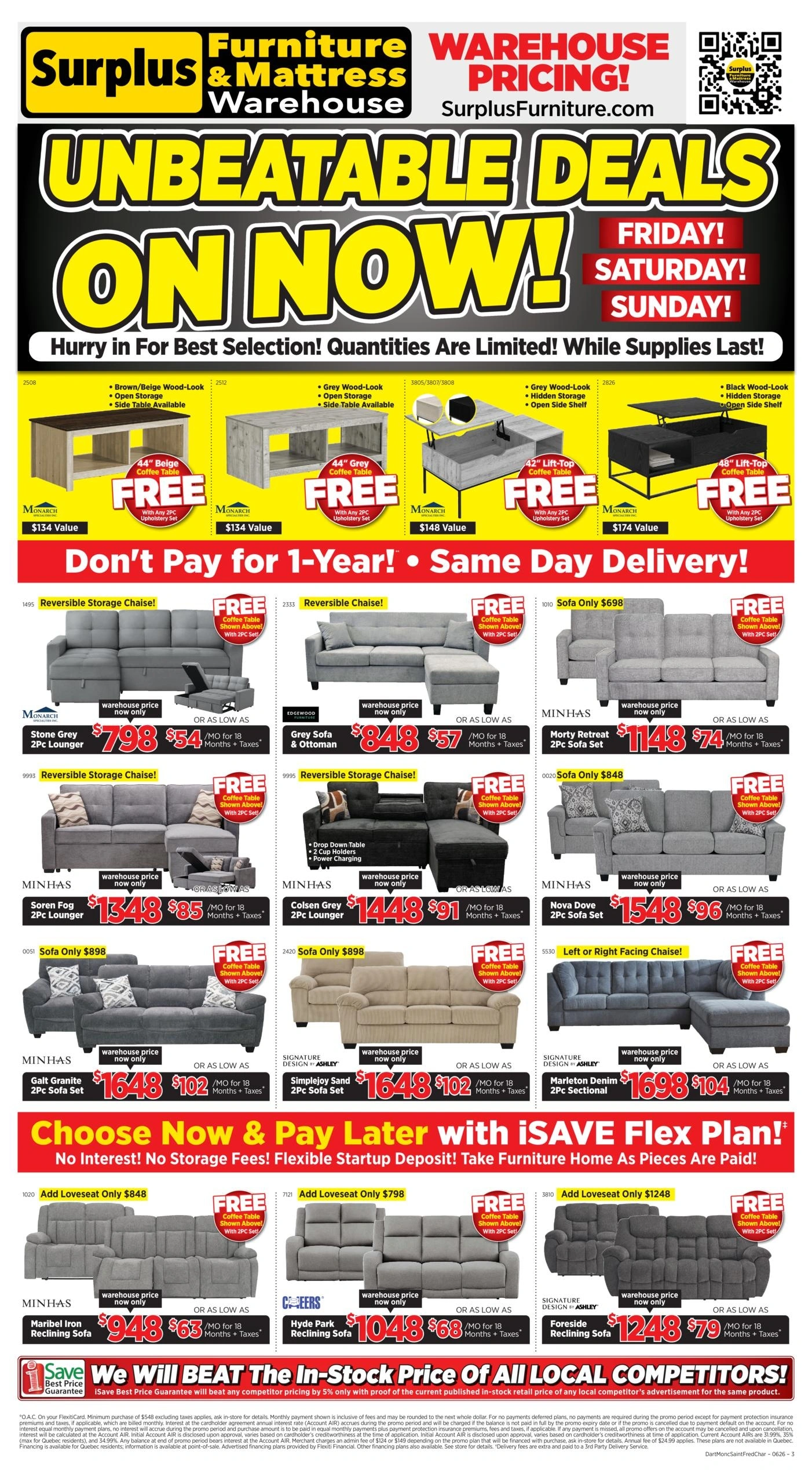 Surplus Furniture & Mattress Warehouse flyer page 1