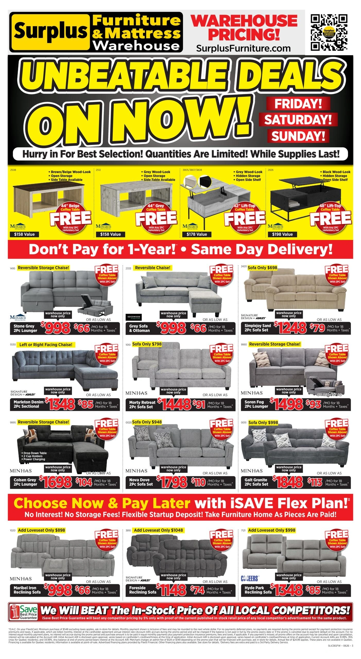 Surplus Furniture & Mattress Warehouse flyer page 1