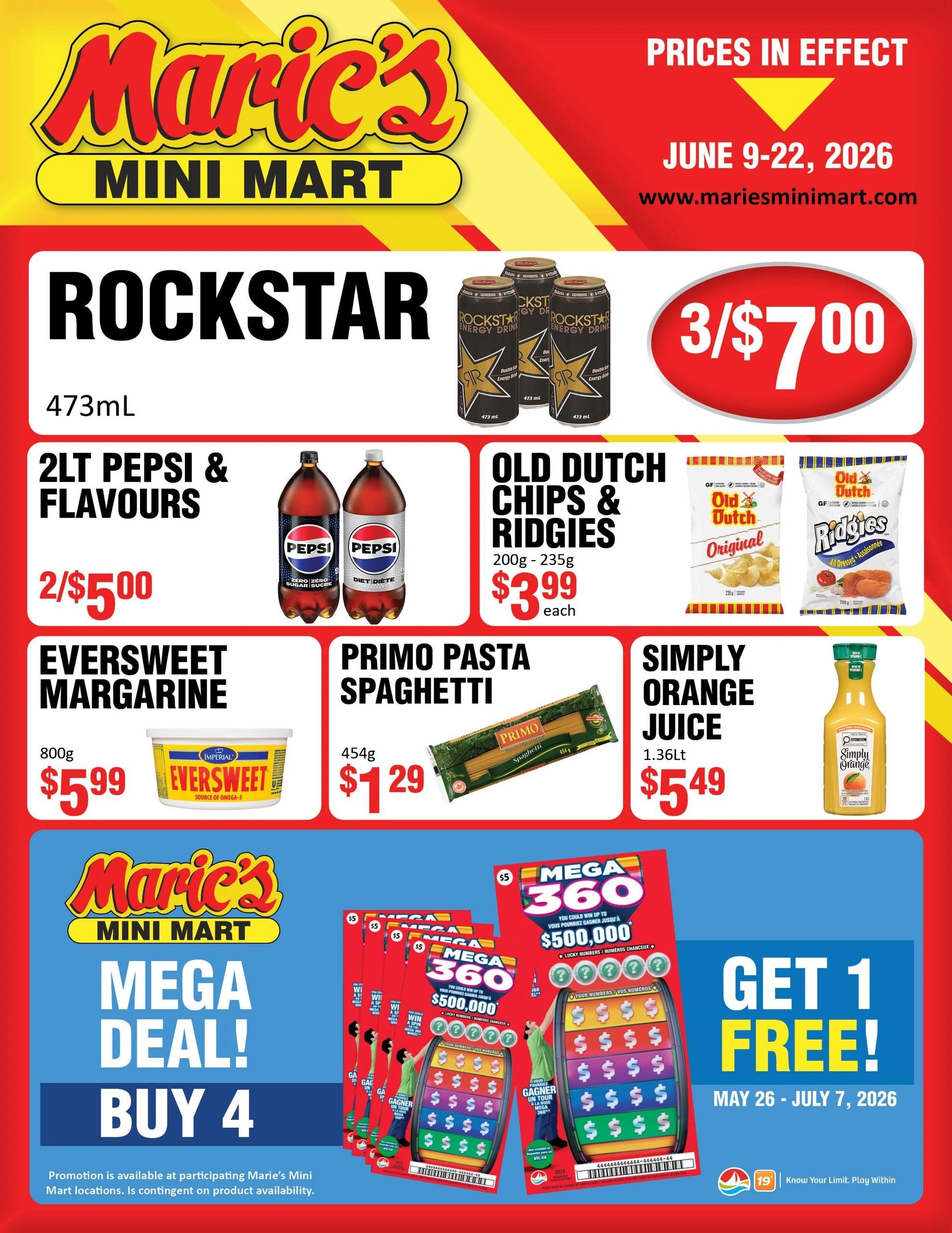 Marie's Mini Mart flyer page 1