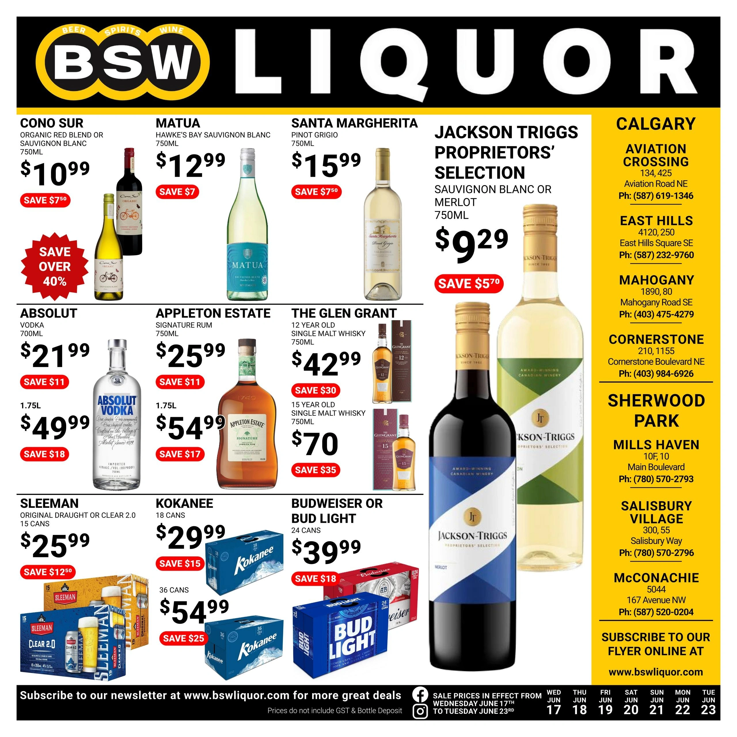 BSW Liquor flyer page 1