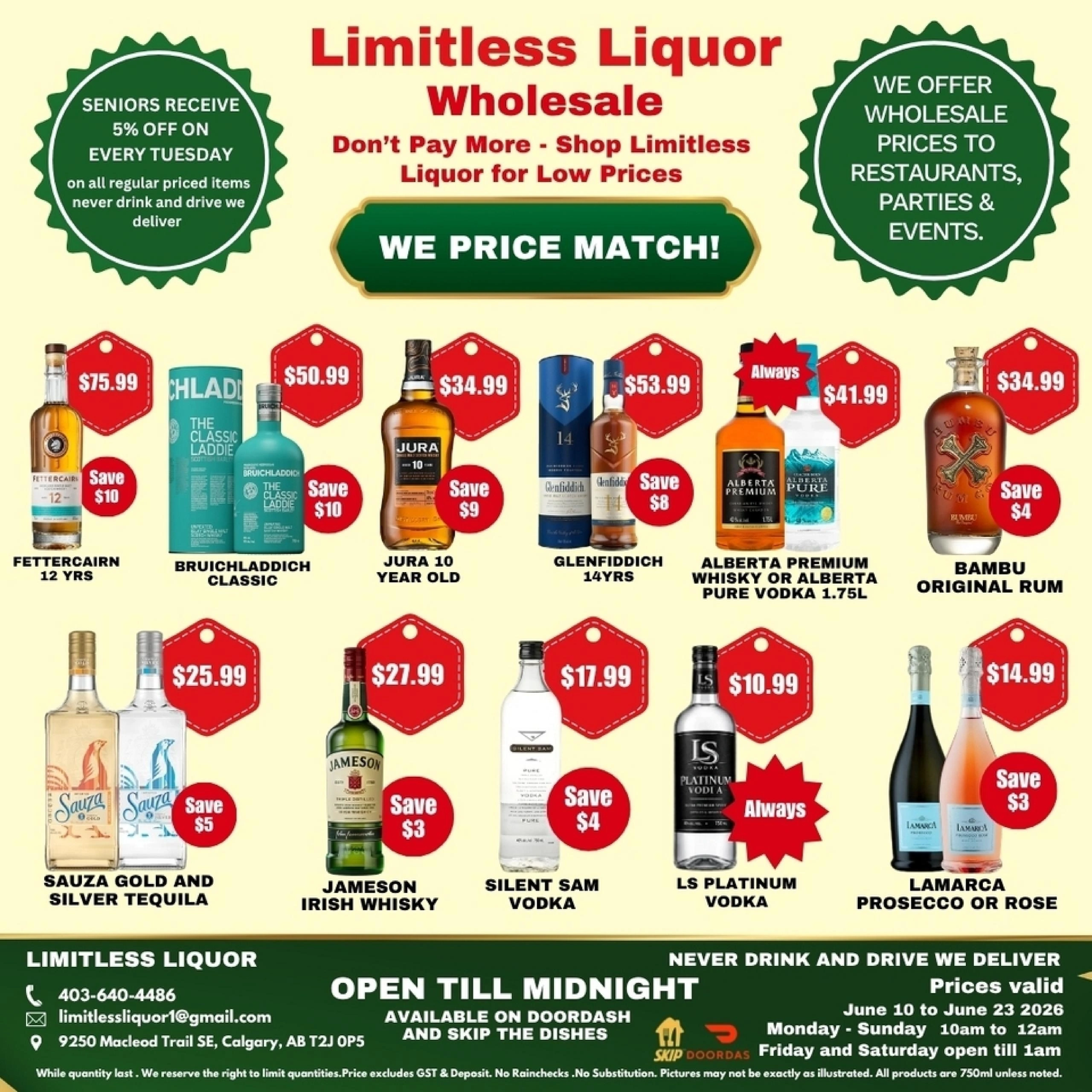 Limitless Liquor flyer page 1