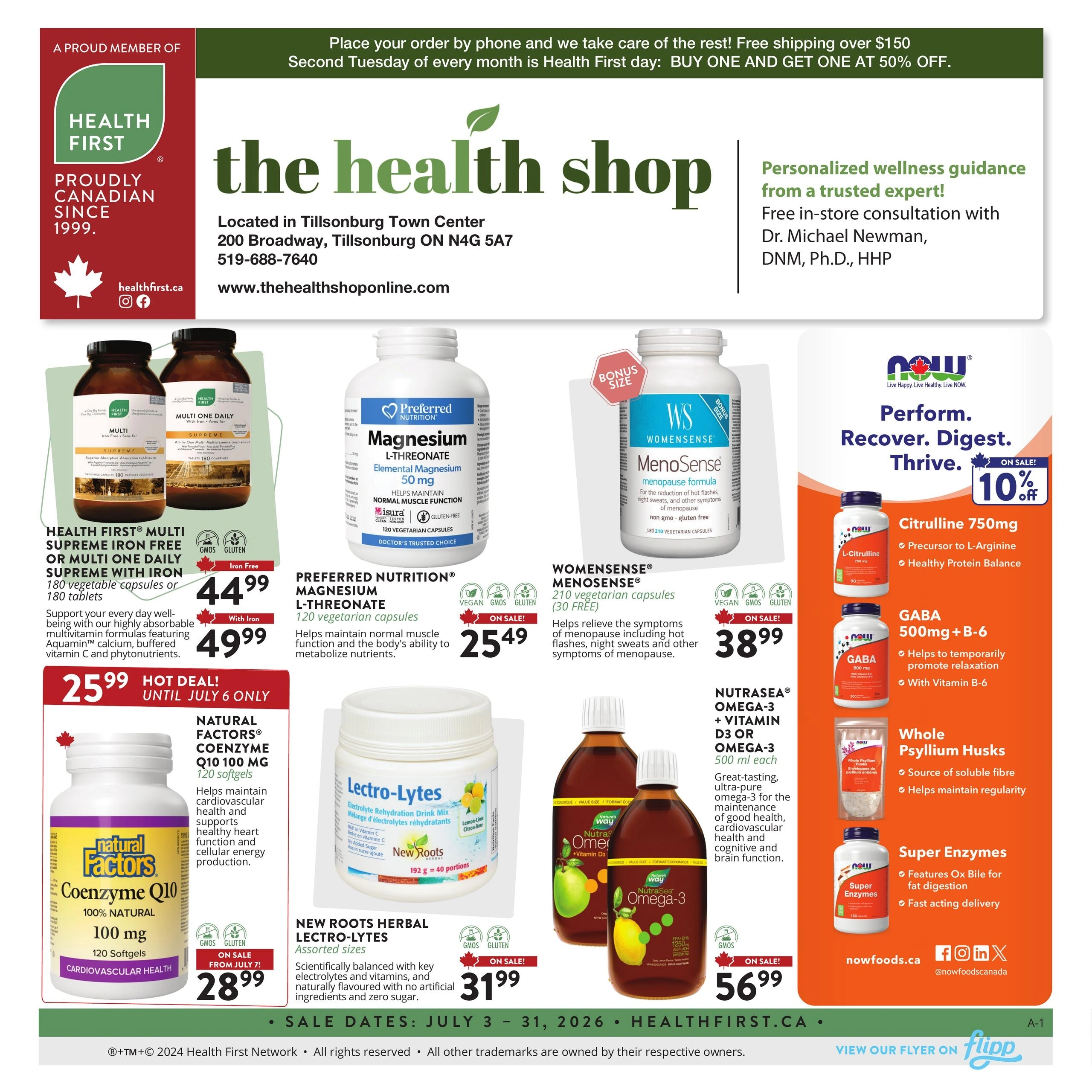 The Health Shop flyer page 1