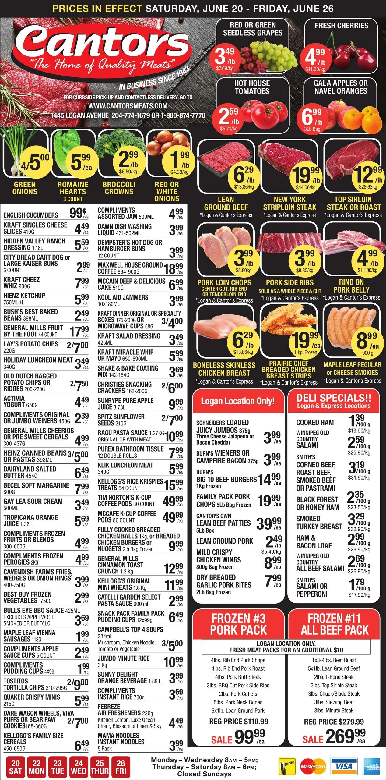 Cantor's Meats flyer page 1