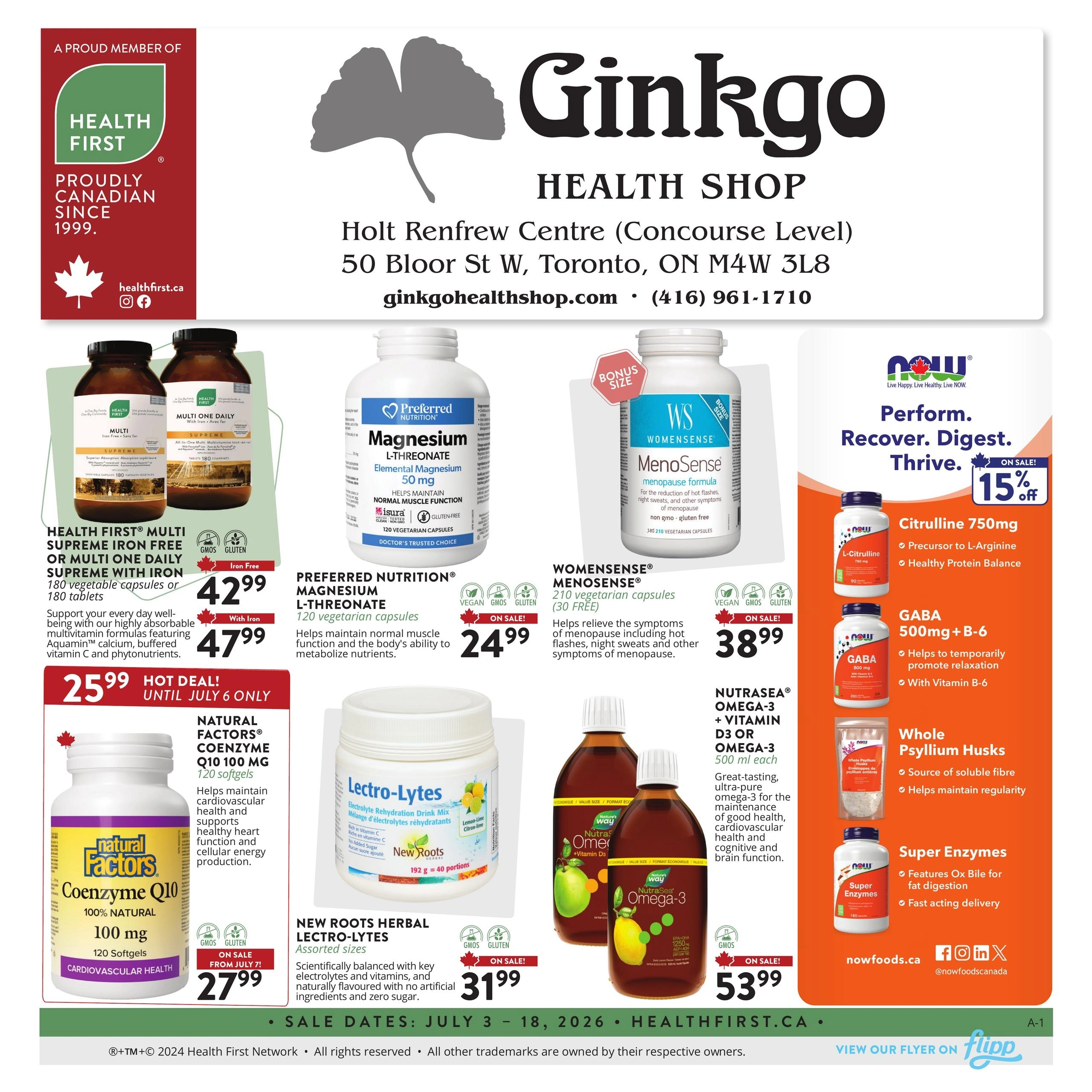 Ginkgo Health Shop flyer page 1