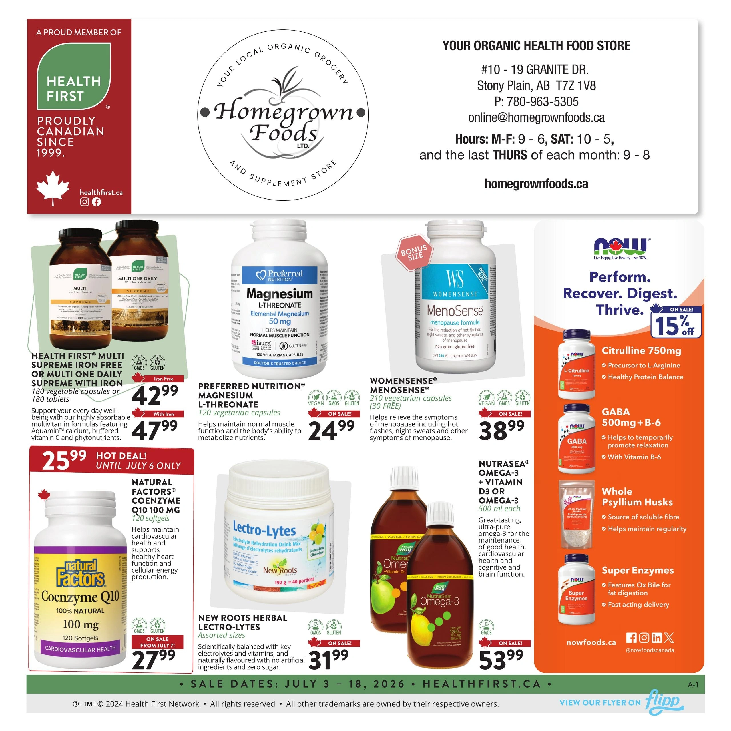 Homegrown Foods flyer page 1