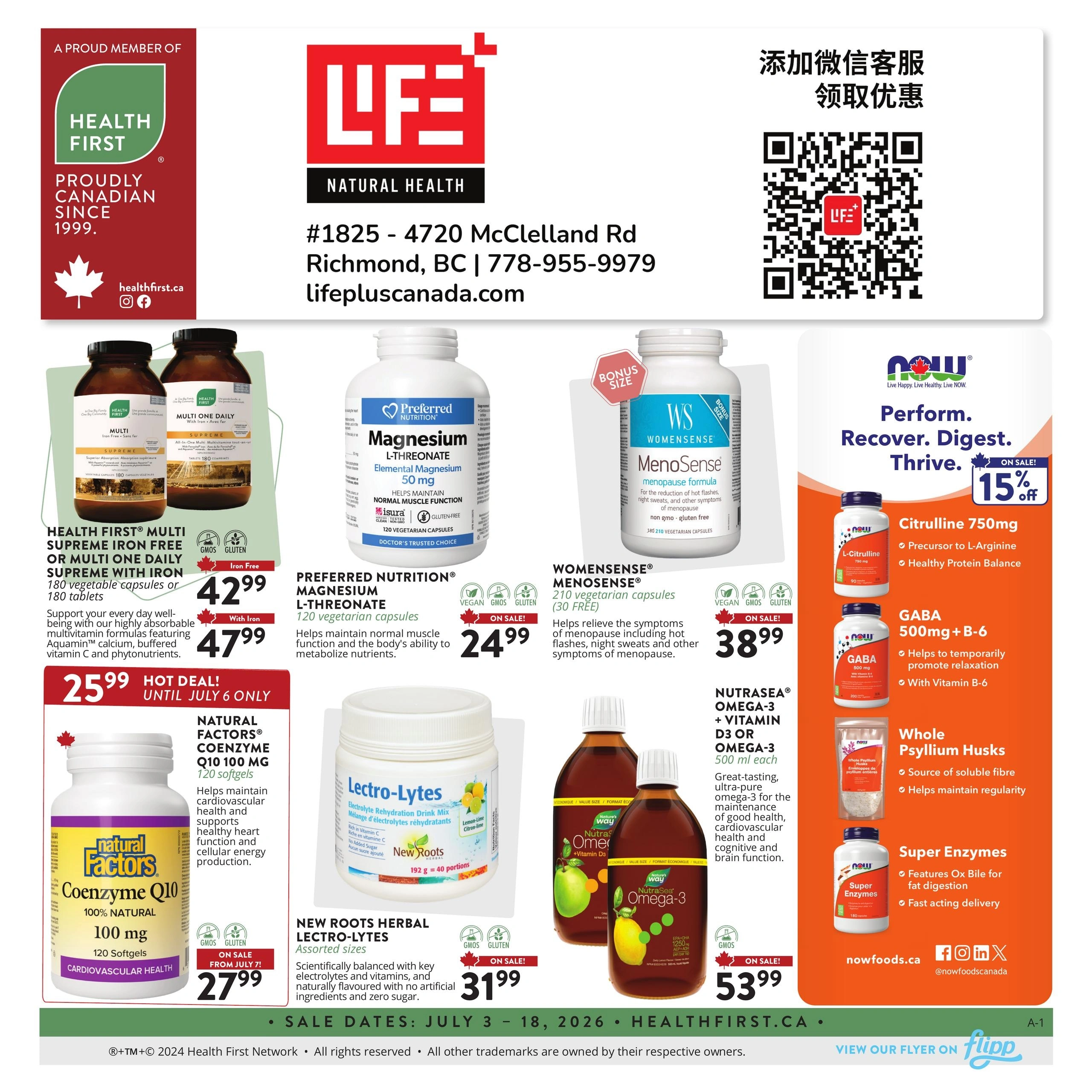Lifeplus Natural Health flyer page 1