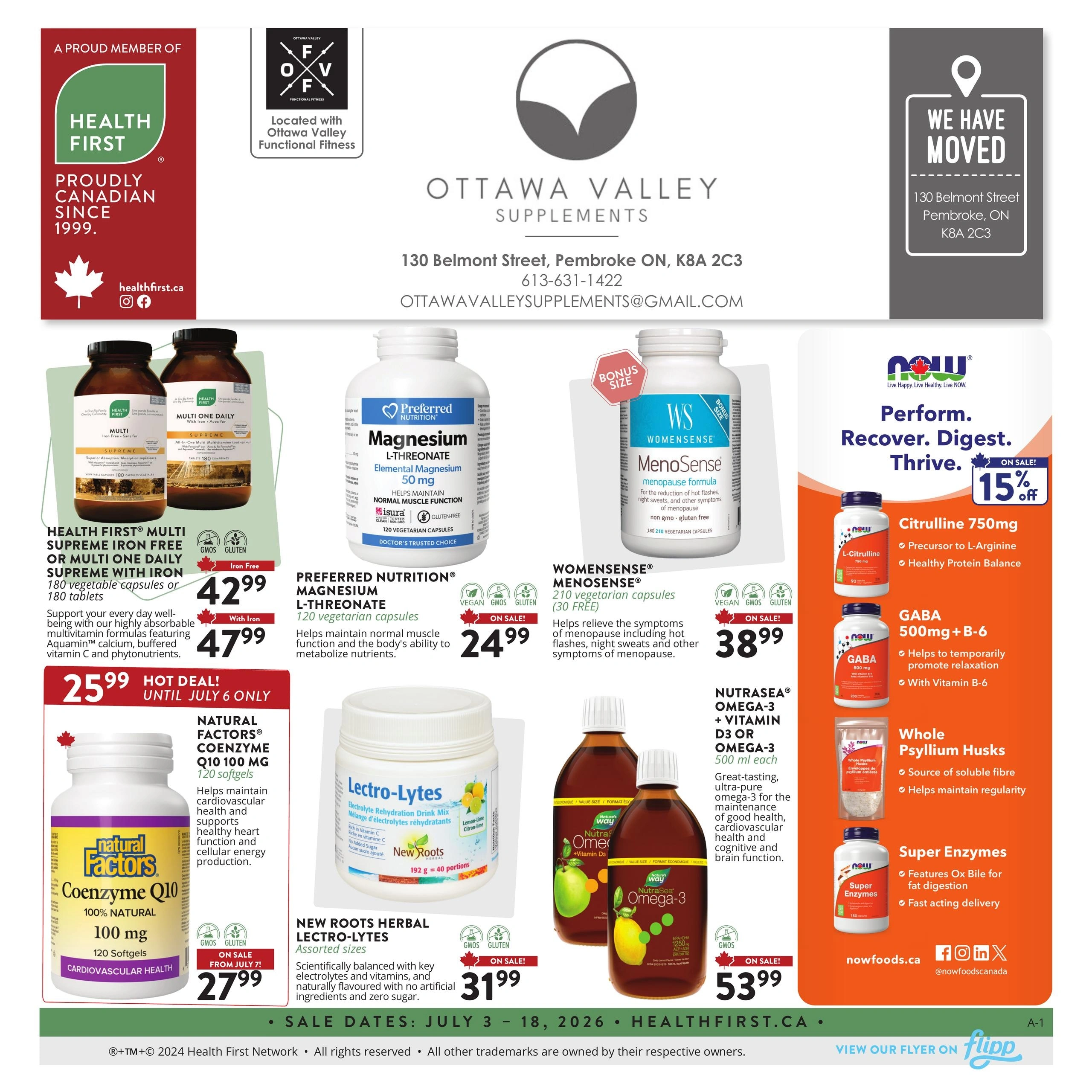 Ottawa Valley Supplements flyer page 1