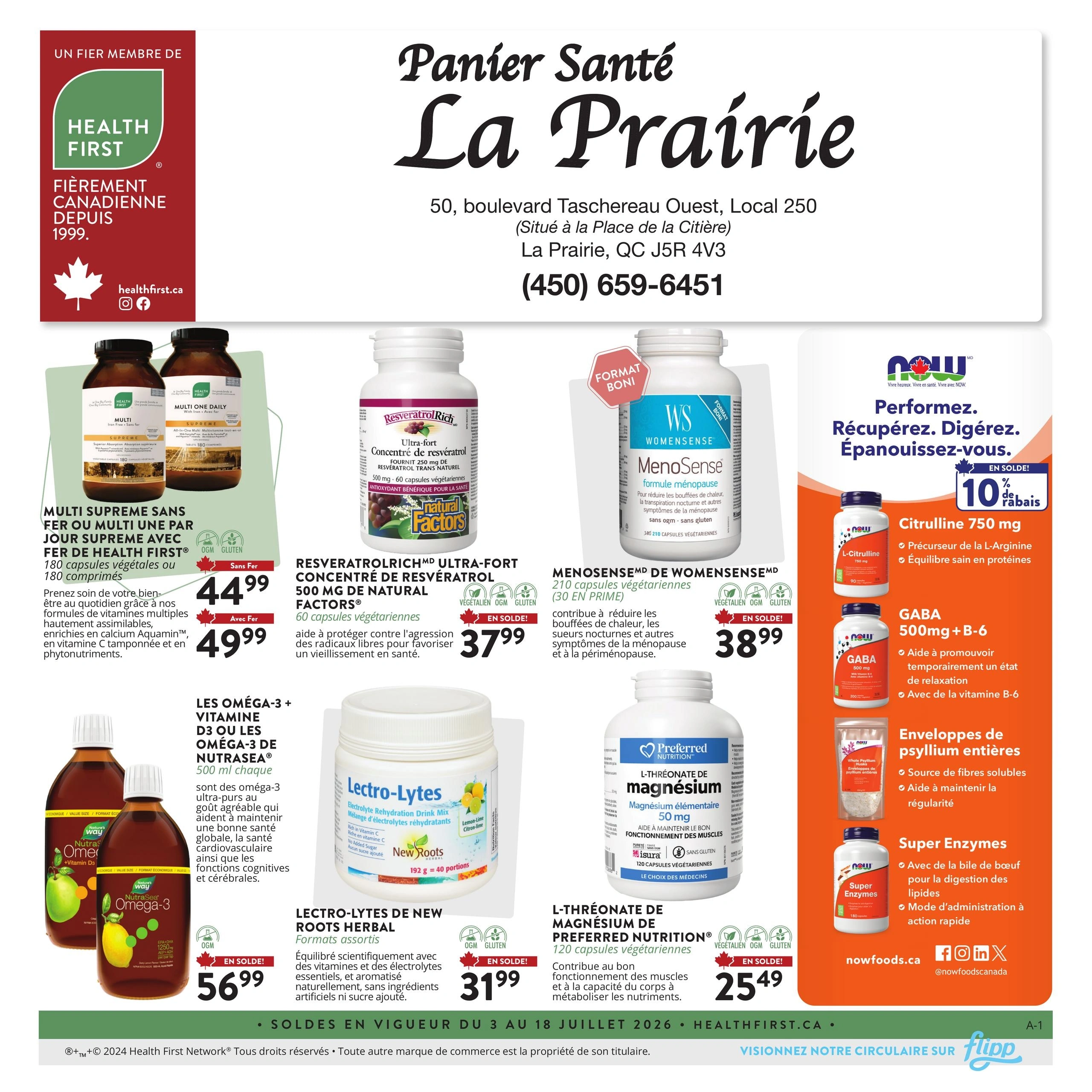 Panier Santé La Prairie flyer page 1
