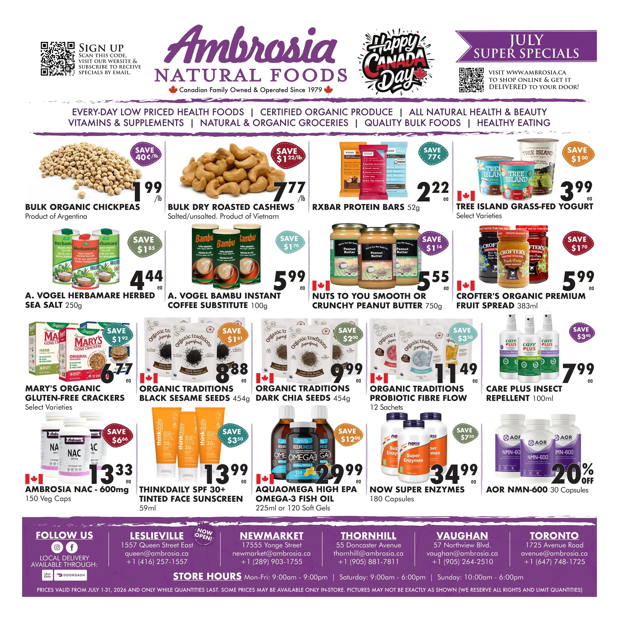 Ambrosia Natural Foods flyer page 1