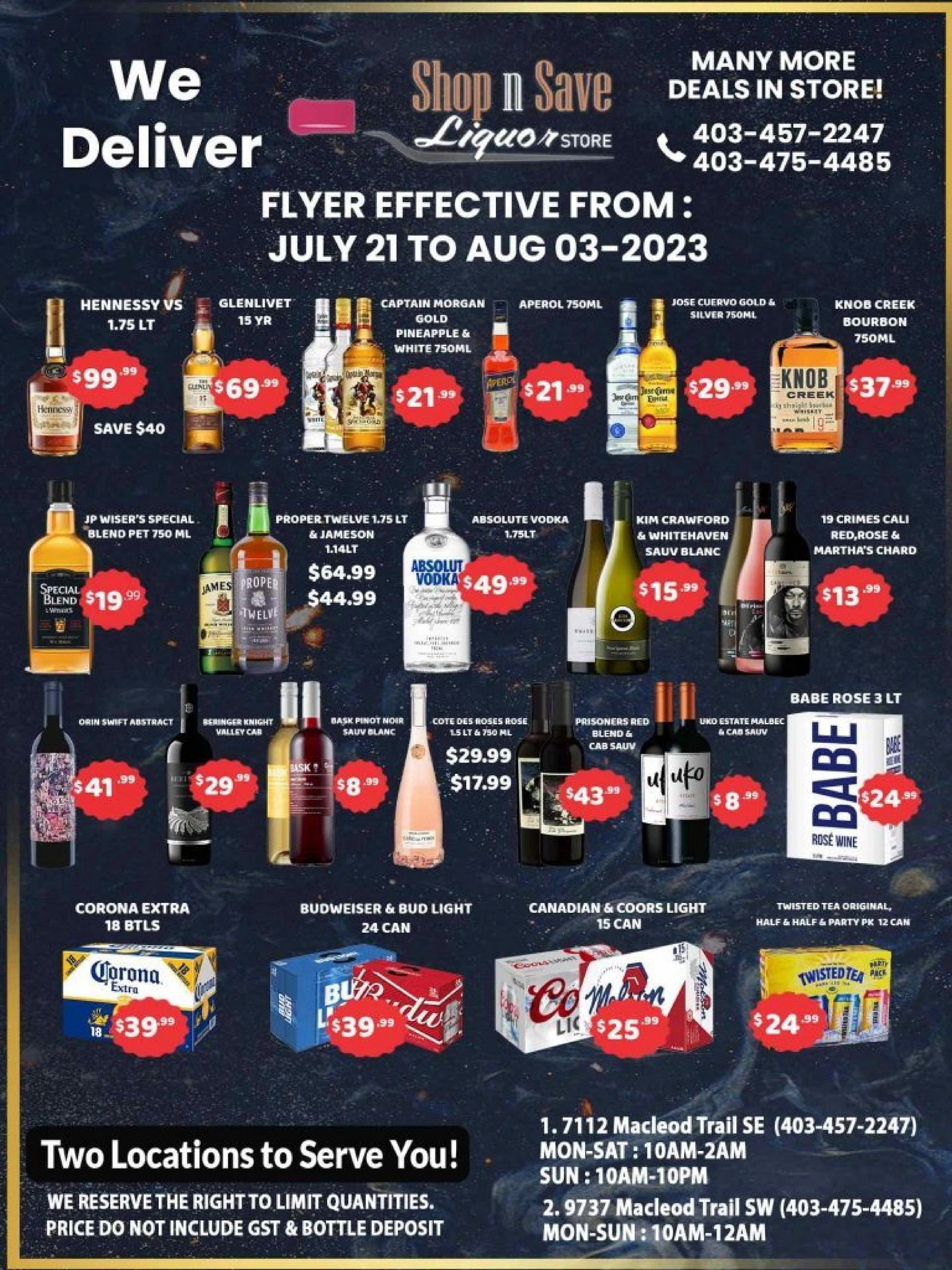 Shop N Save Liquor flyer page 1