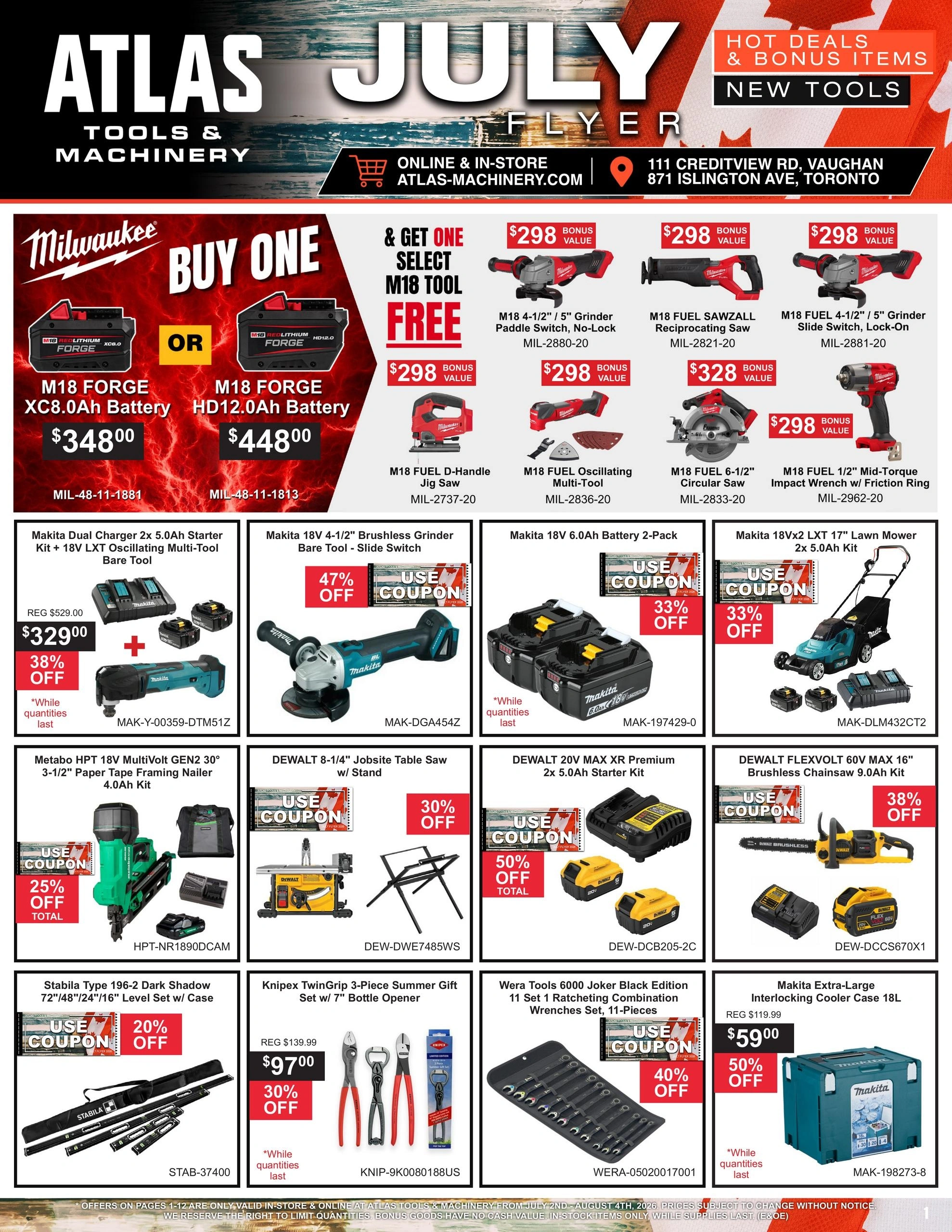 Atlas Tools & Machinery flyer page 1