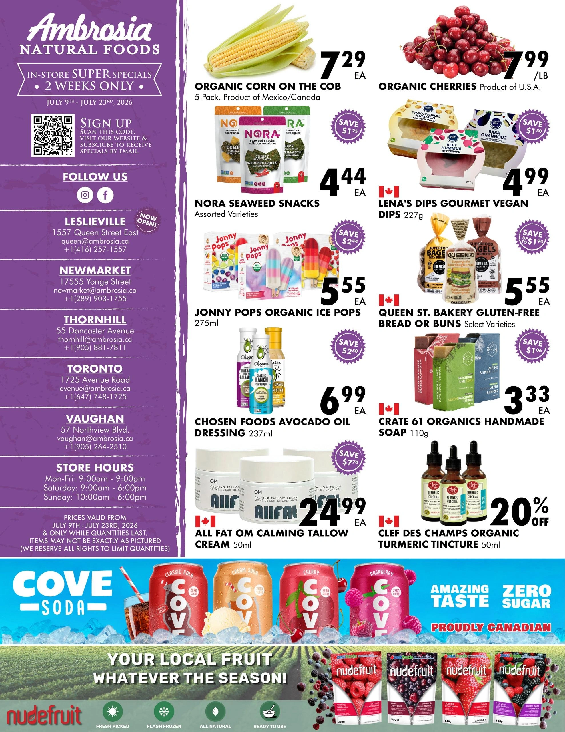 Ambrosia Natural Foods flyer page 1