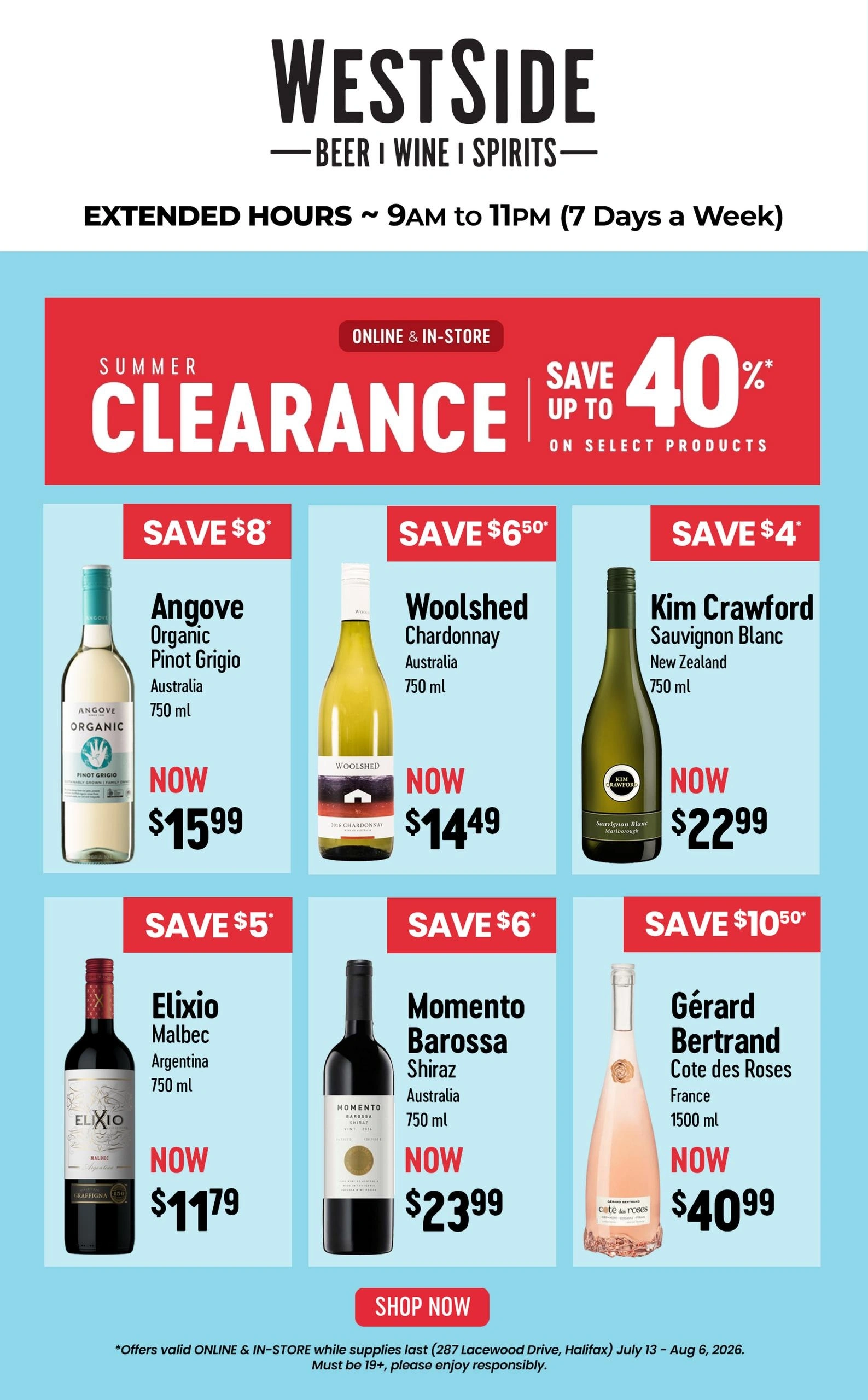 West Side Wines flyer page 1