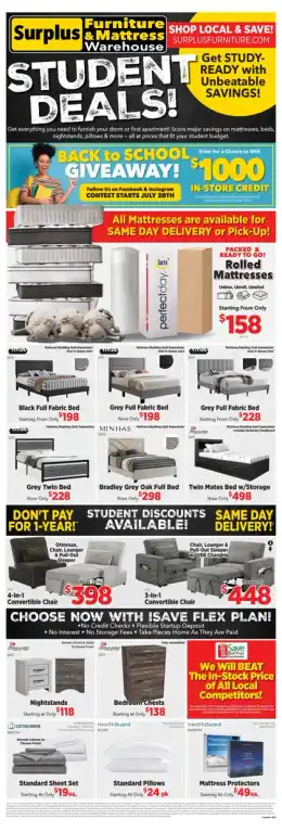 Surplus Furniture & Mattress Warehouse Student Deals