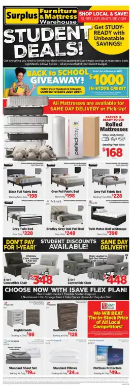 Surplus Furniture & Mattress Warehouse Student Deals