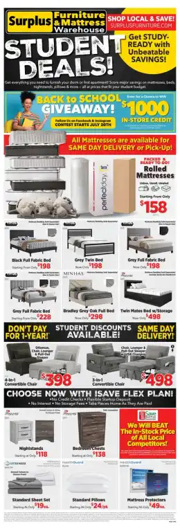 Surplus Furniture & Mattress Warehouse Student Deals