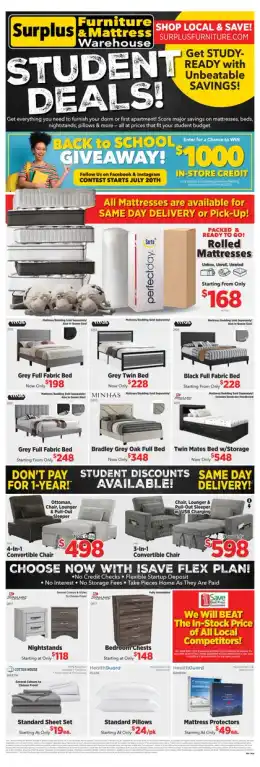 Surplus Furniture & Mattress Warehouse Student Deals