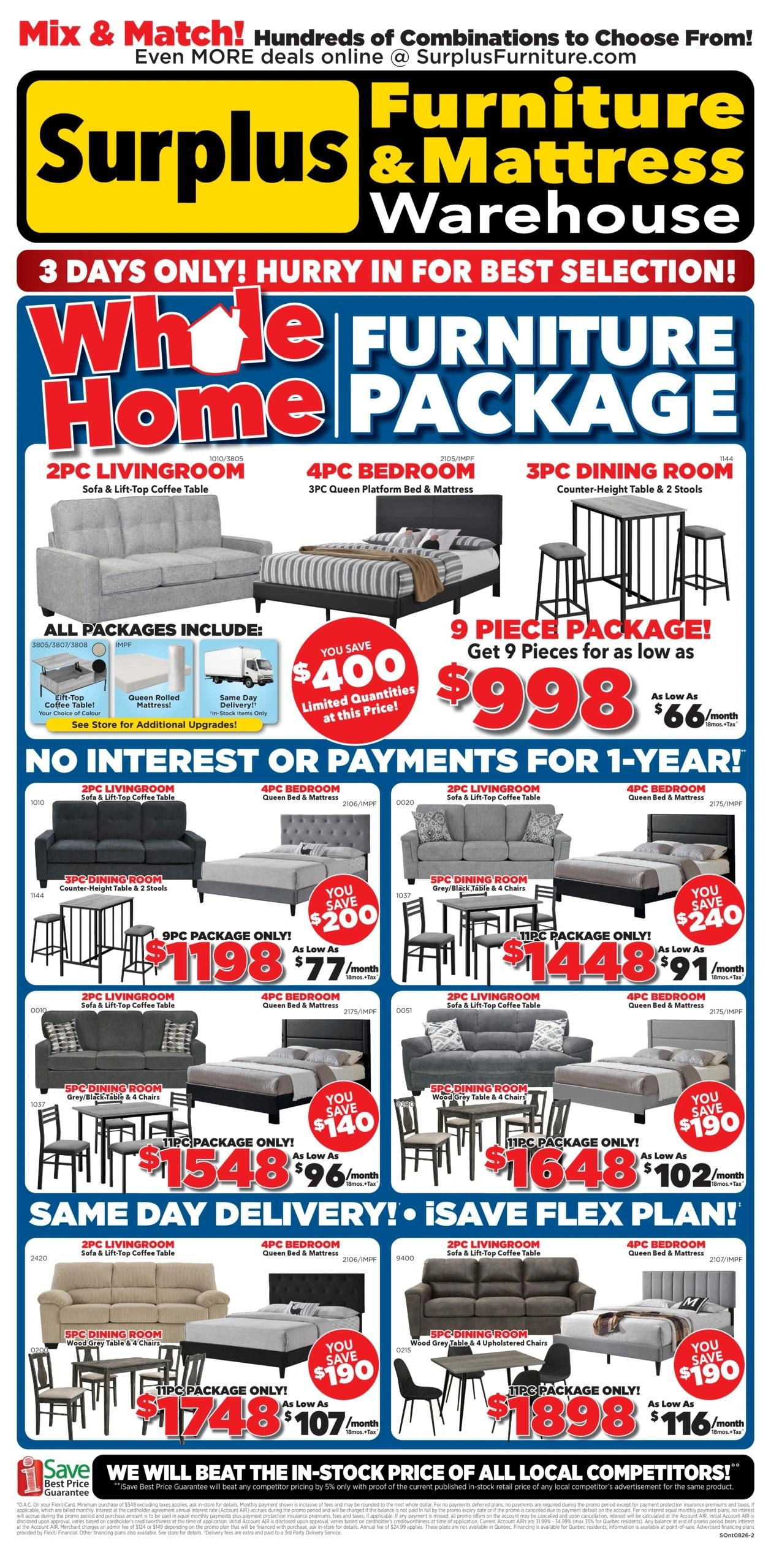 Surplus Furniture & Mattress Warehouse flyer page 1