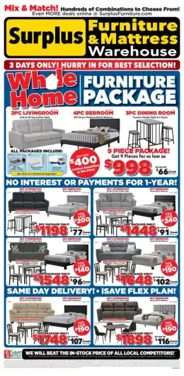 Surplus Furniture & Mattress Warehouse Whole Home Packages