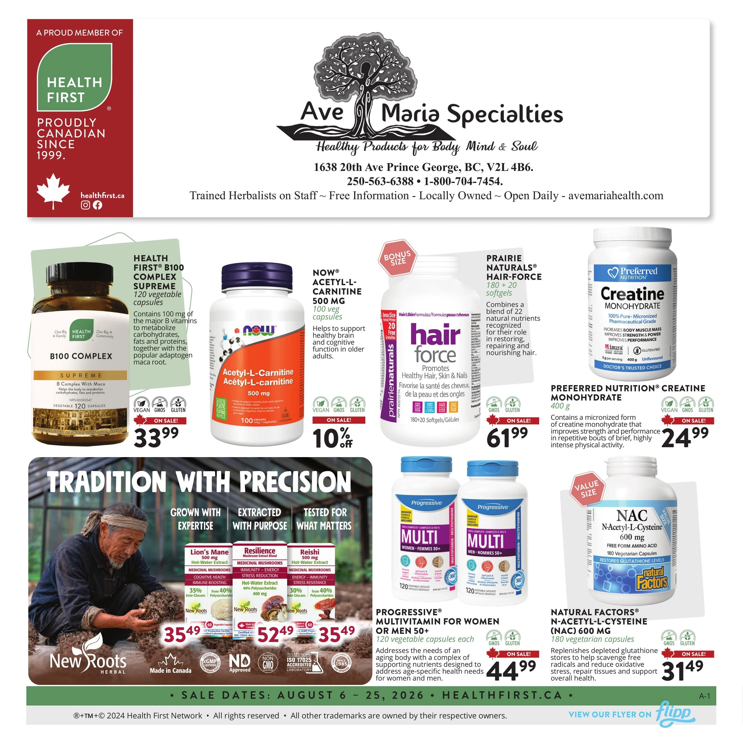 Ave Maria Specialities flyer page 1