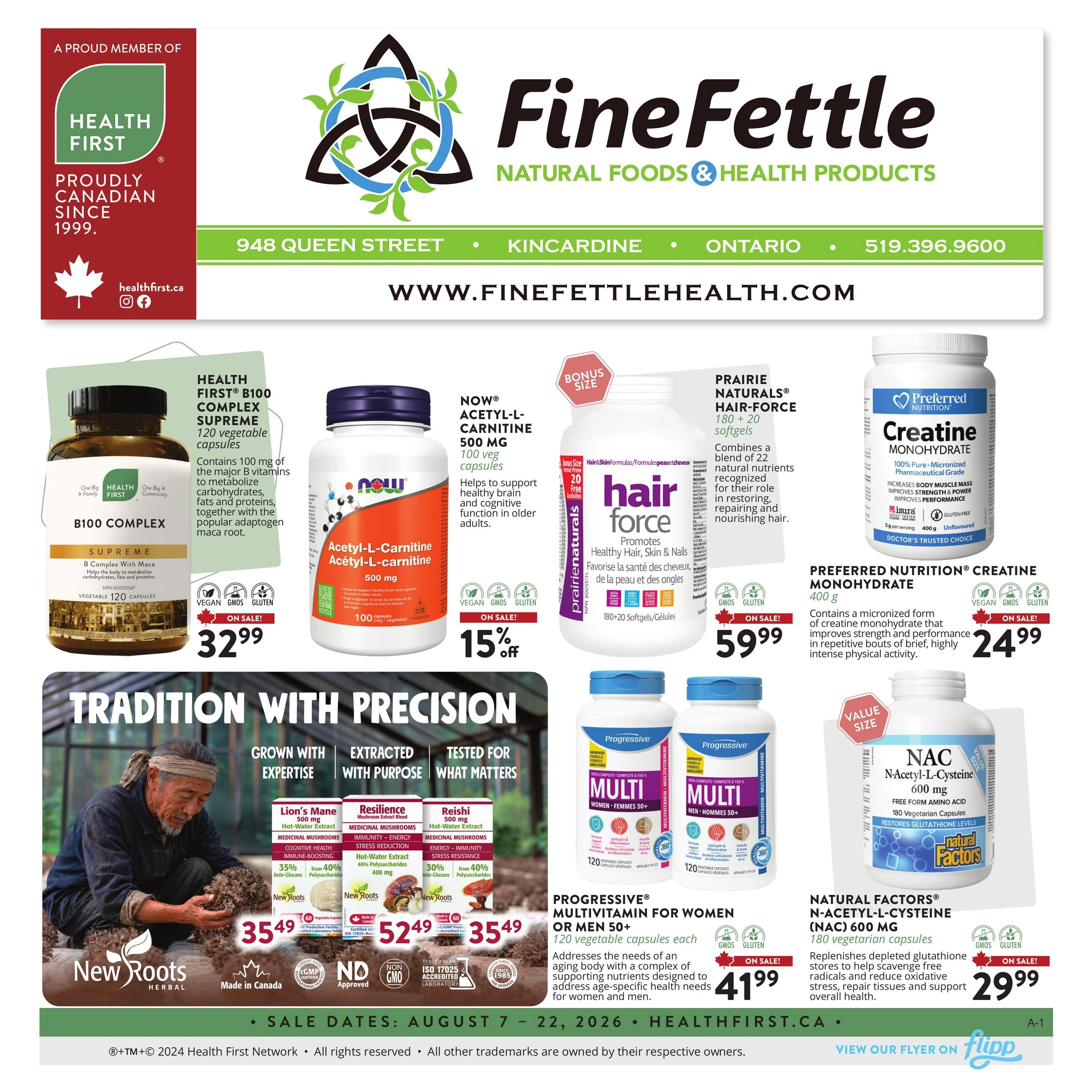 Fine Fettle Natural Foods flyer page 1