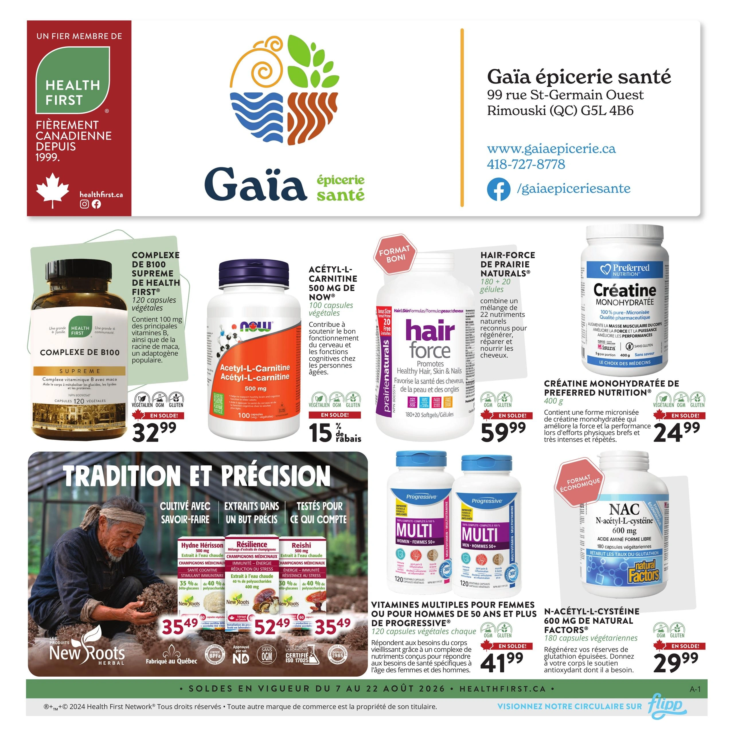 Gaïa Épicerie Santé flyer page 1