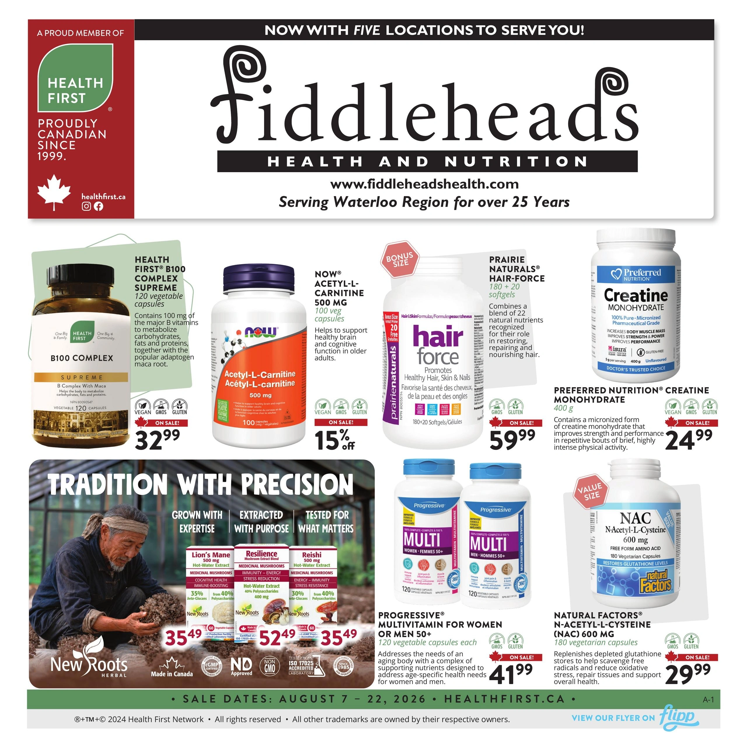 Fiddleheads Health & Nutrition flyer page 1