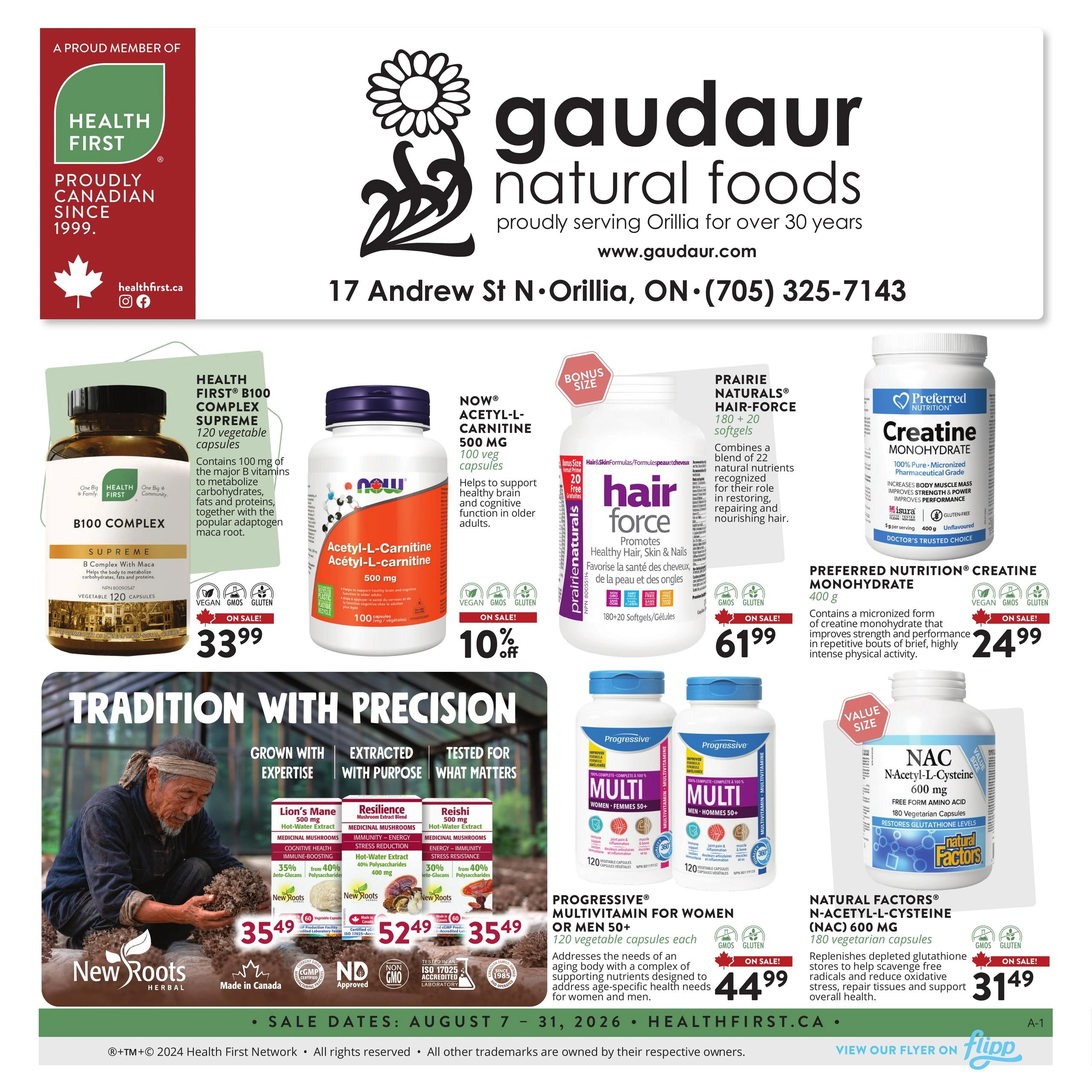 Gaudaur Natural Foods flyer page 1