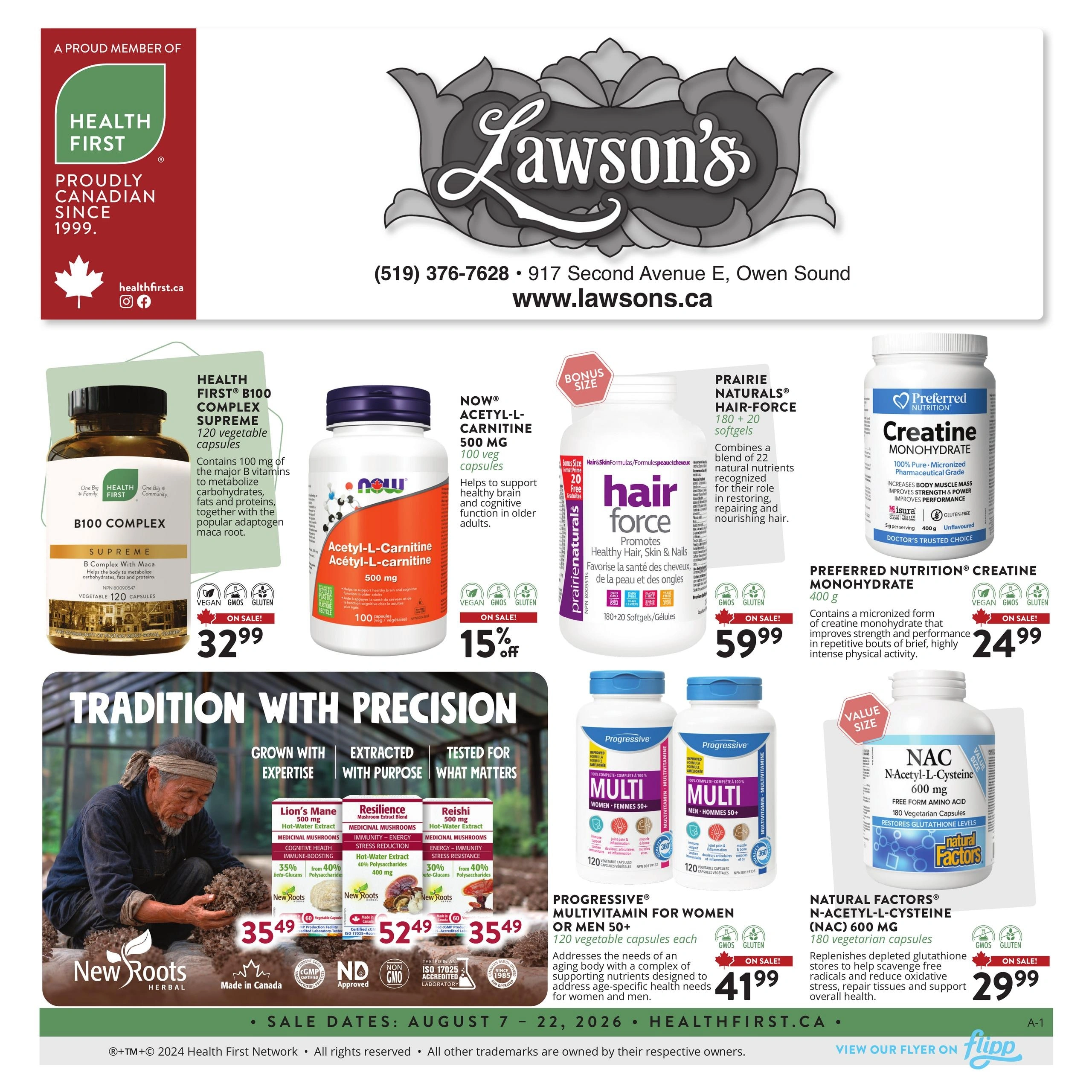 Lawson's Health Foods flyer page 1