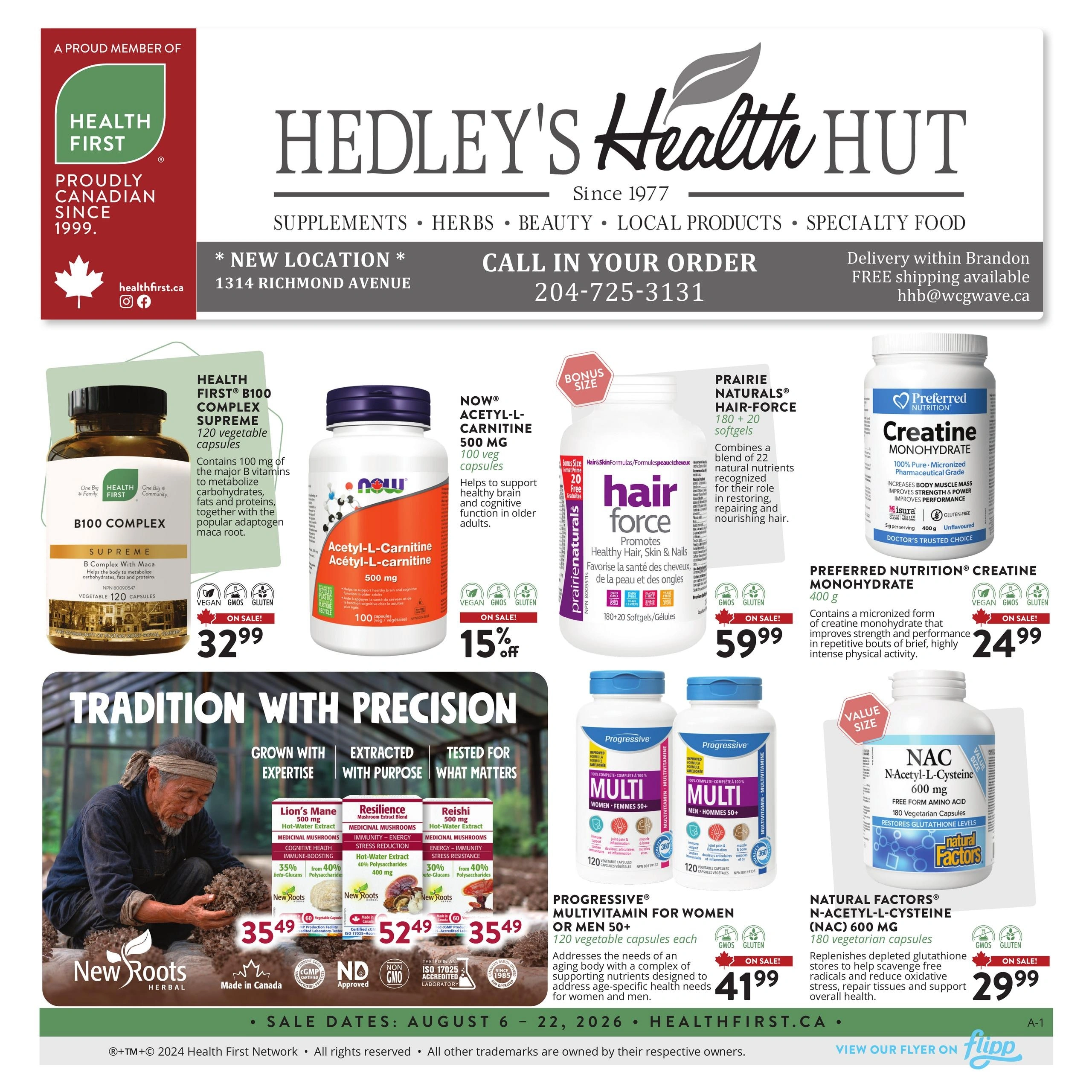 Hedley's Health Hut flyer page 1
