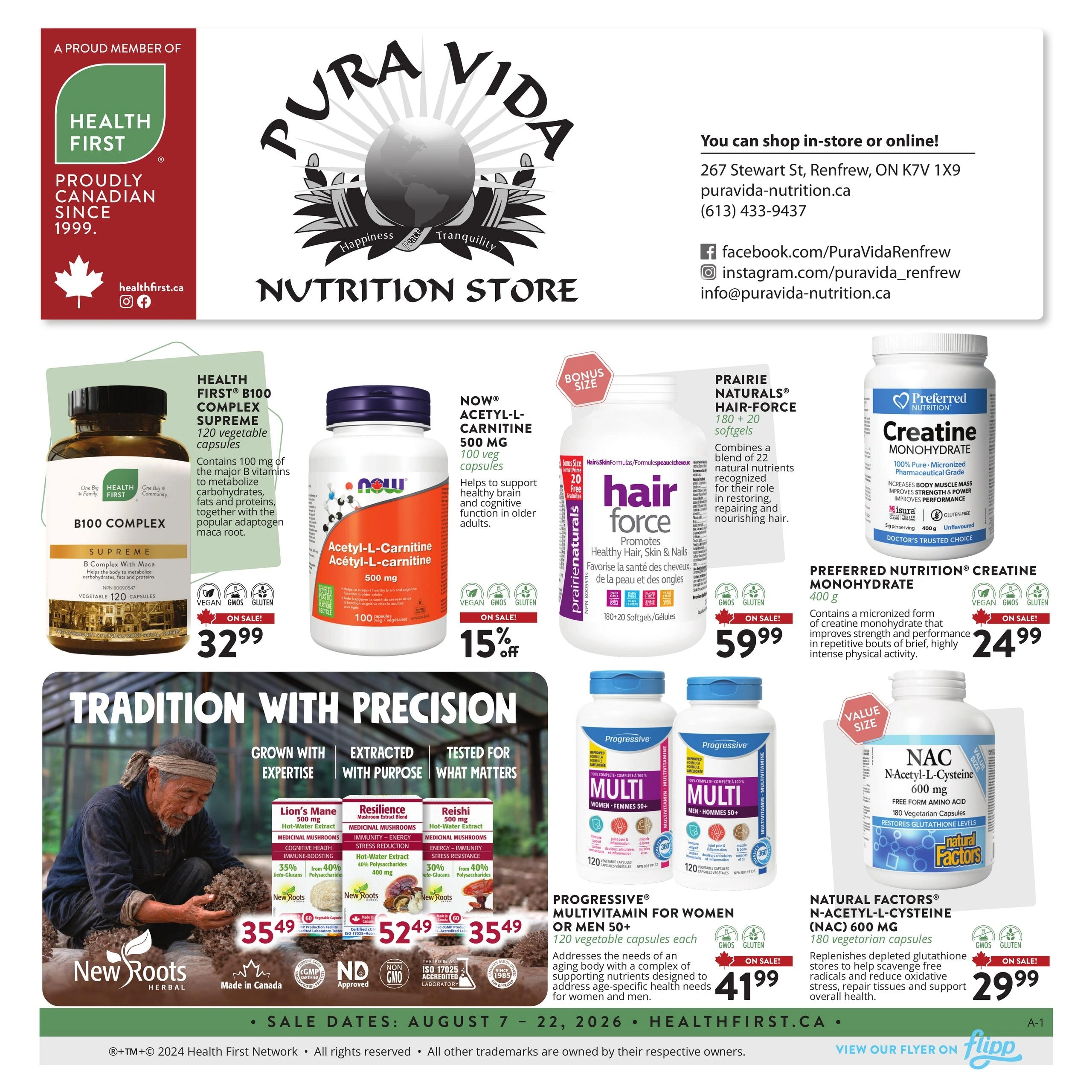 Pura Vida Nutrition Store flyer page 1