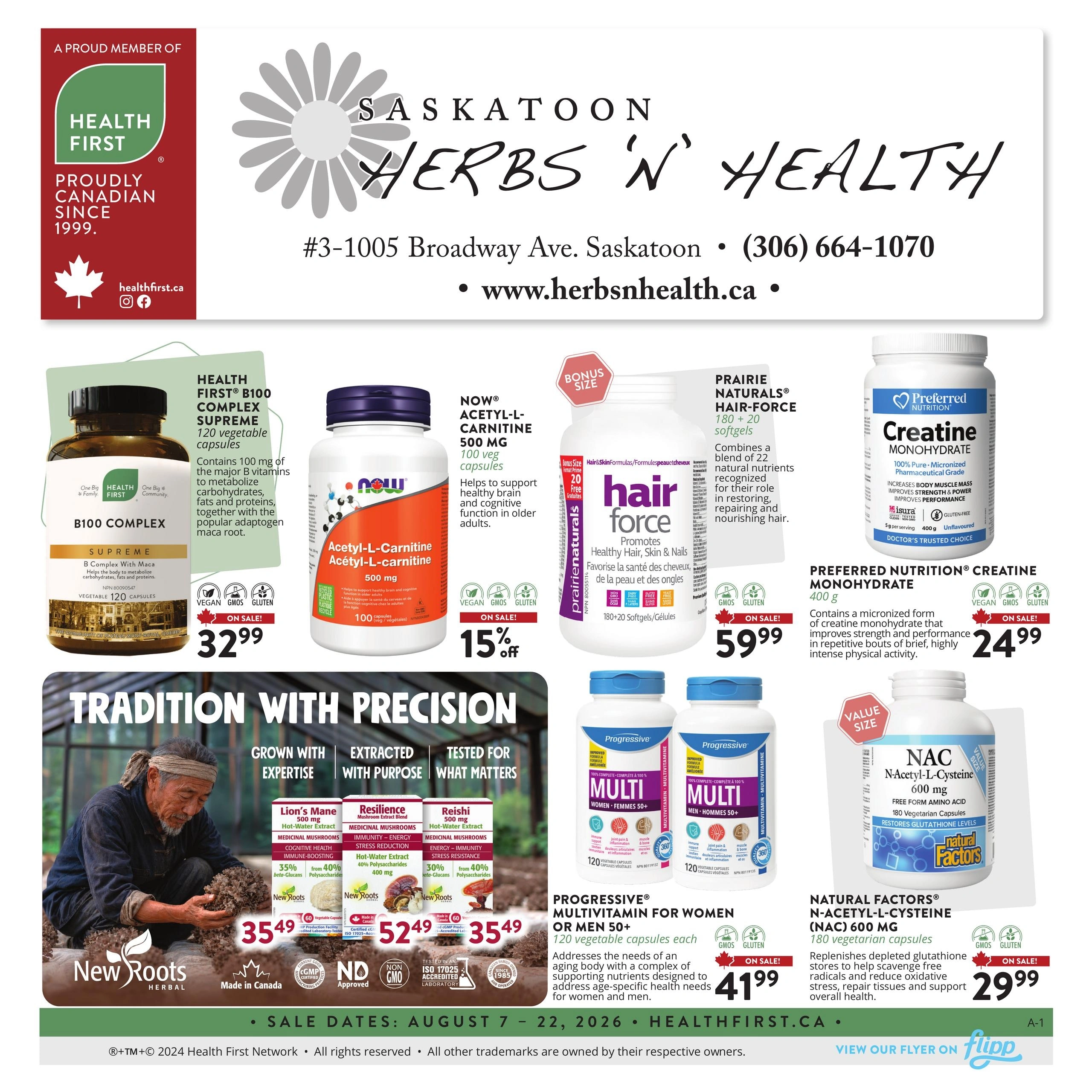 Saskatoon Herbs 'n' Health flyer page 1
