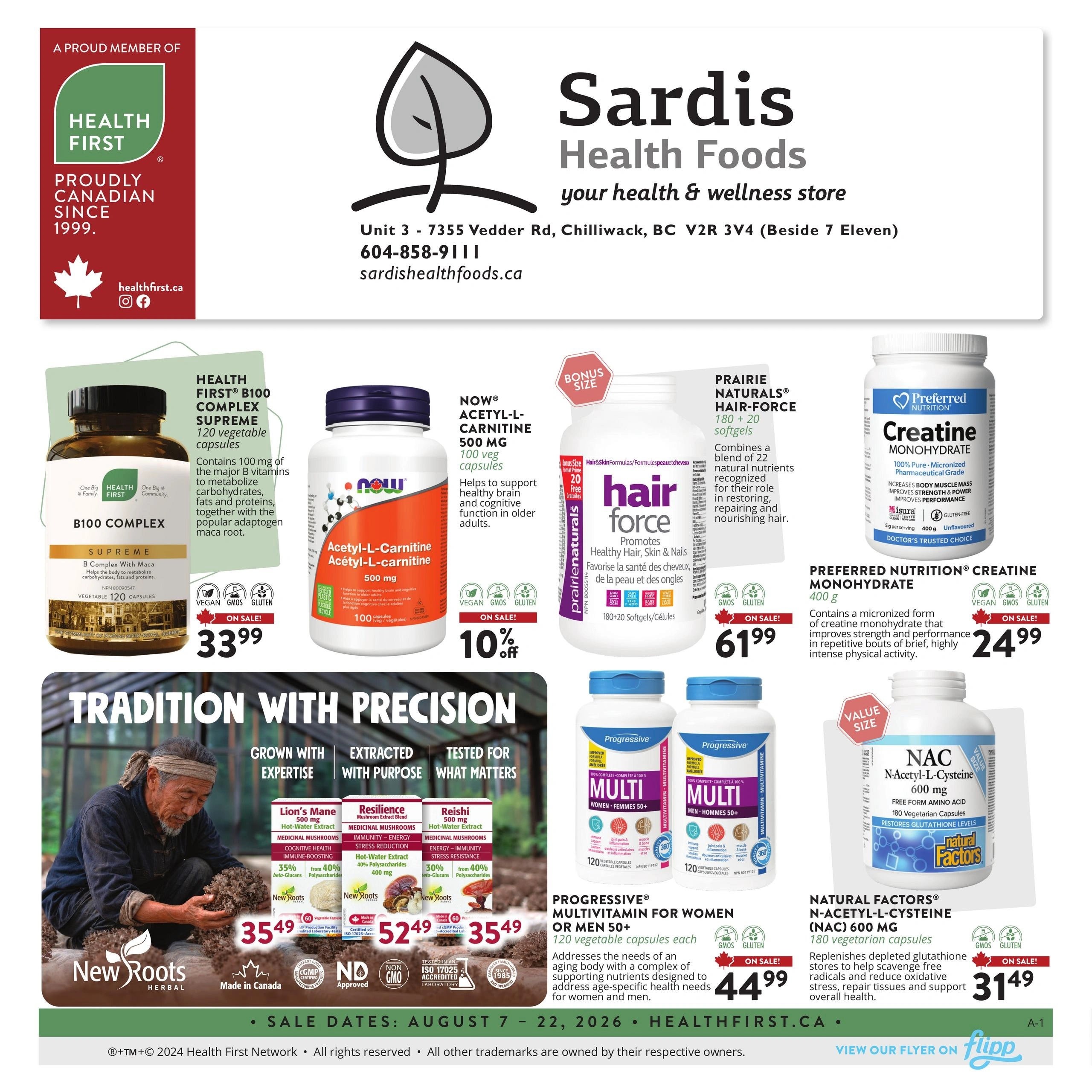 Sardis Health Foods flyer page 1