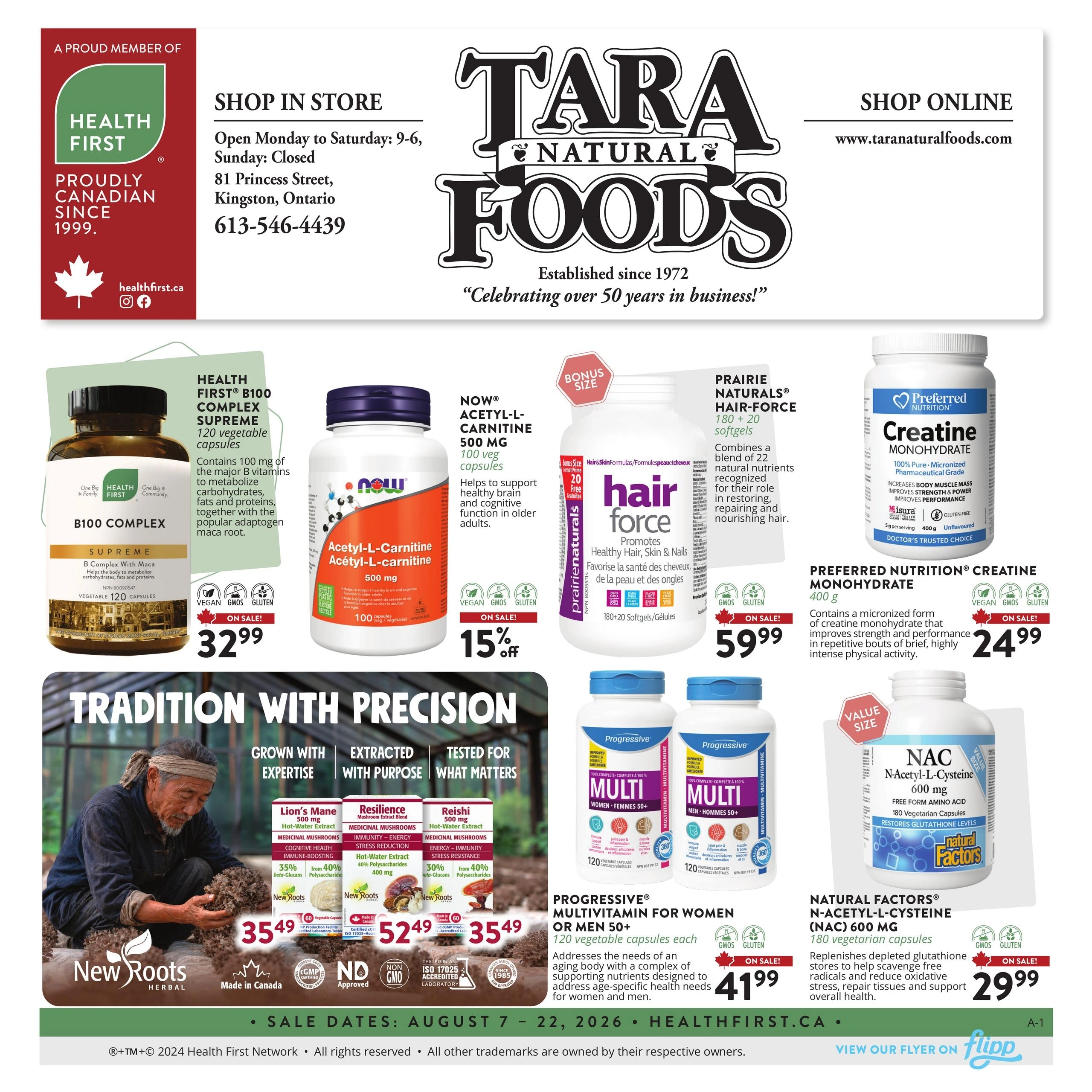 Tara Natural Foods flyer page 1