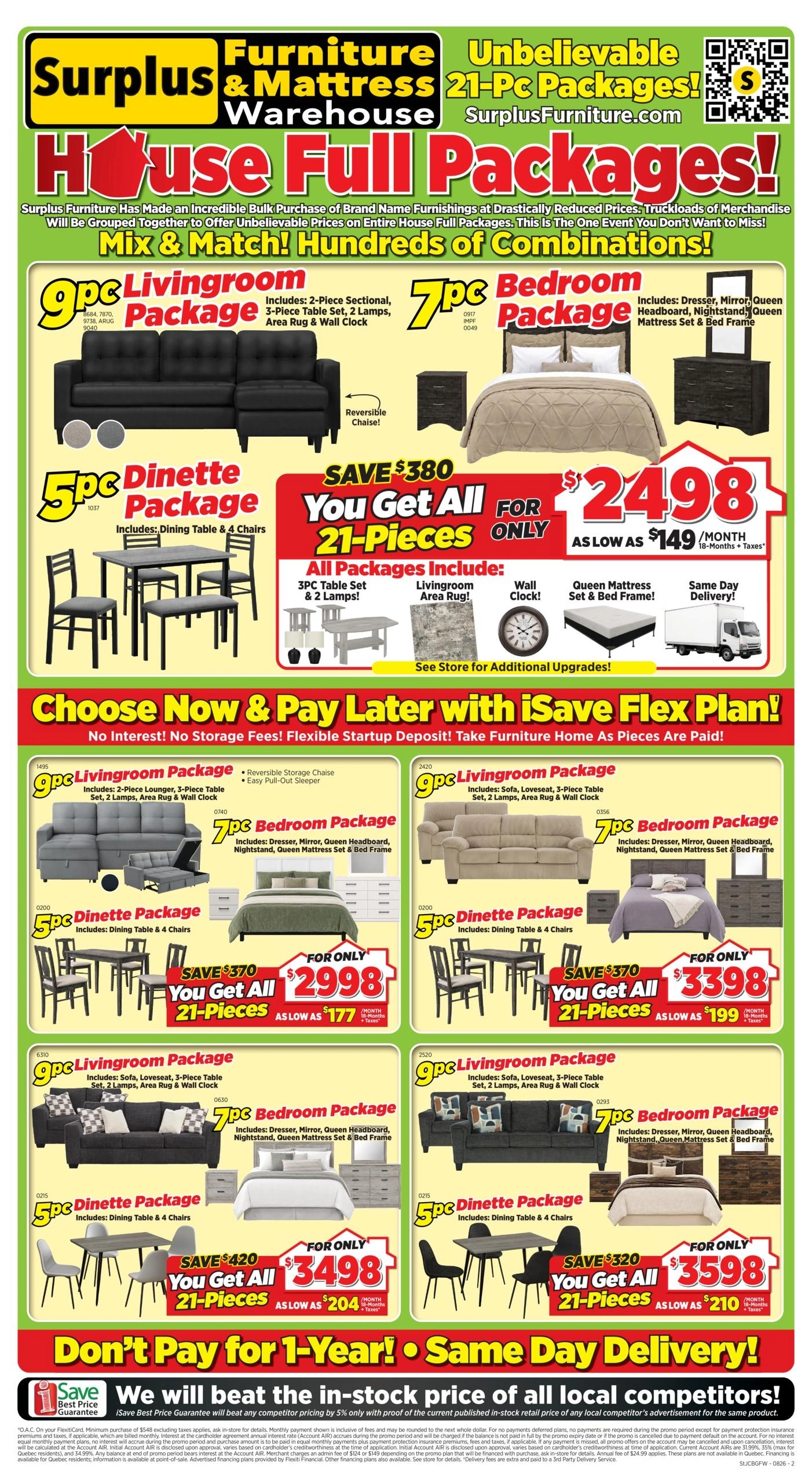 Surplus Furniture & Mattress Warehouse flyer page 1