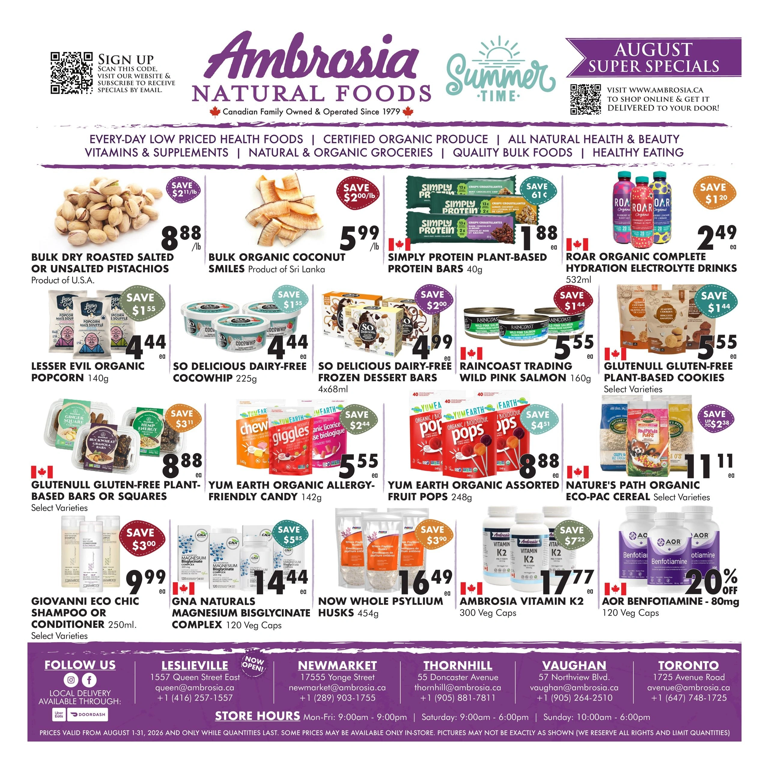 Ambrosia Natural Foods flyer page 1