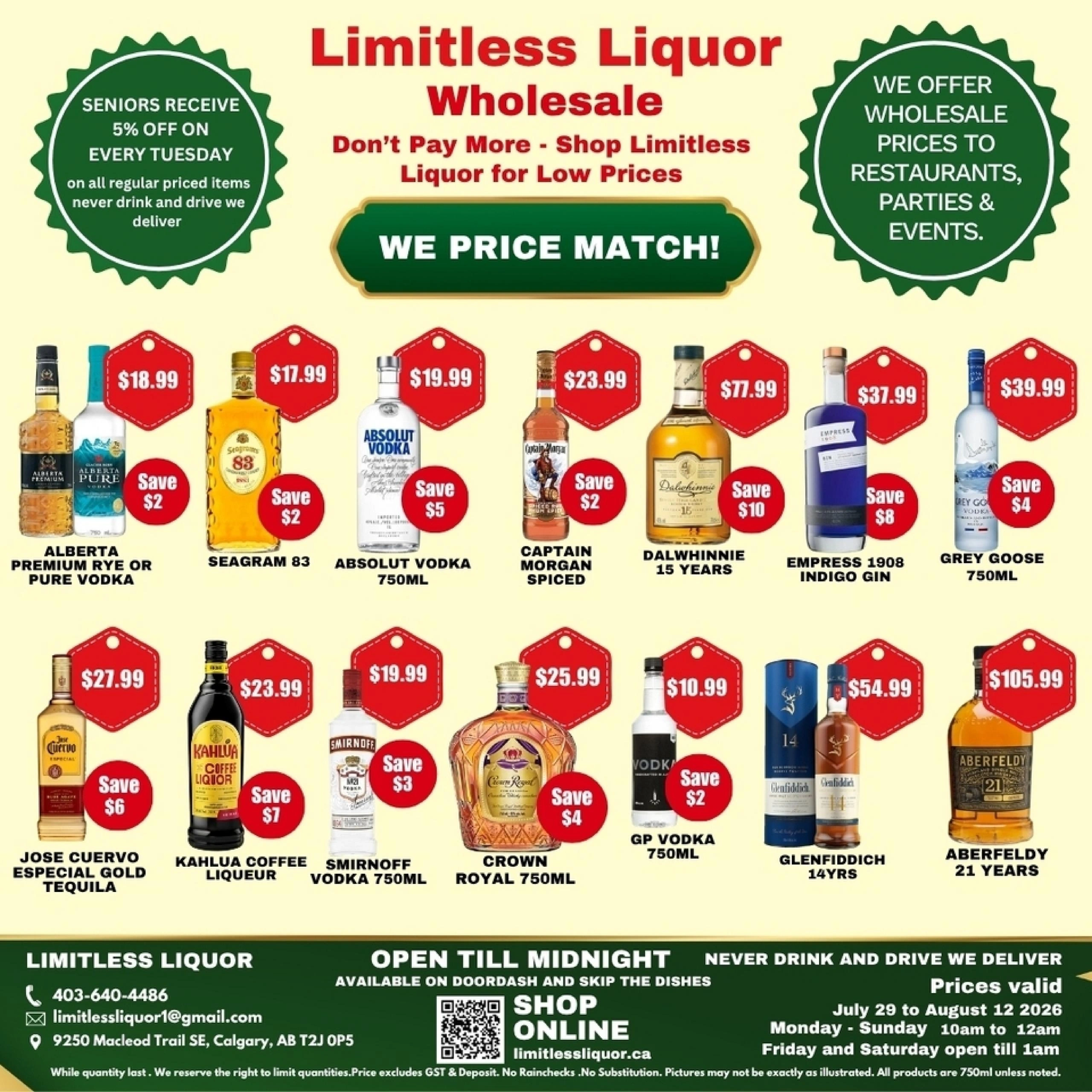 Limitless Liquor flyer page 1