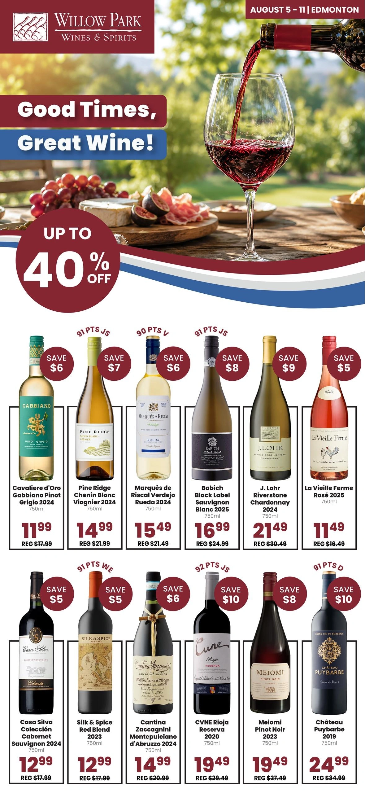 Willow Park Wines & Spirits flyer page 1