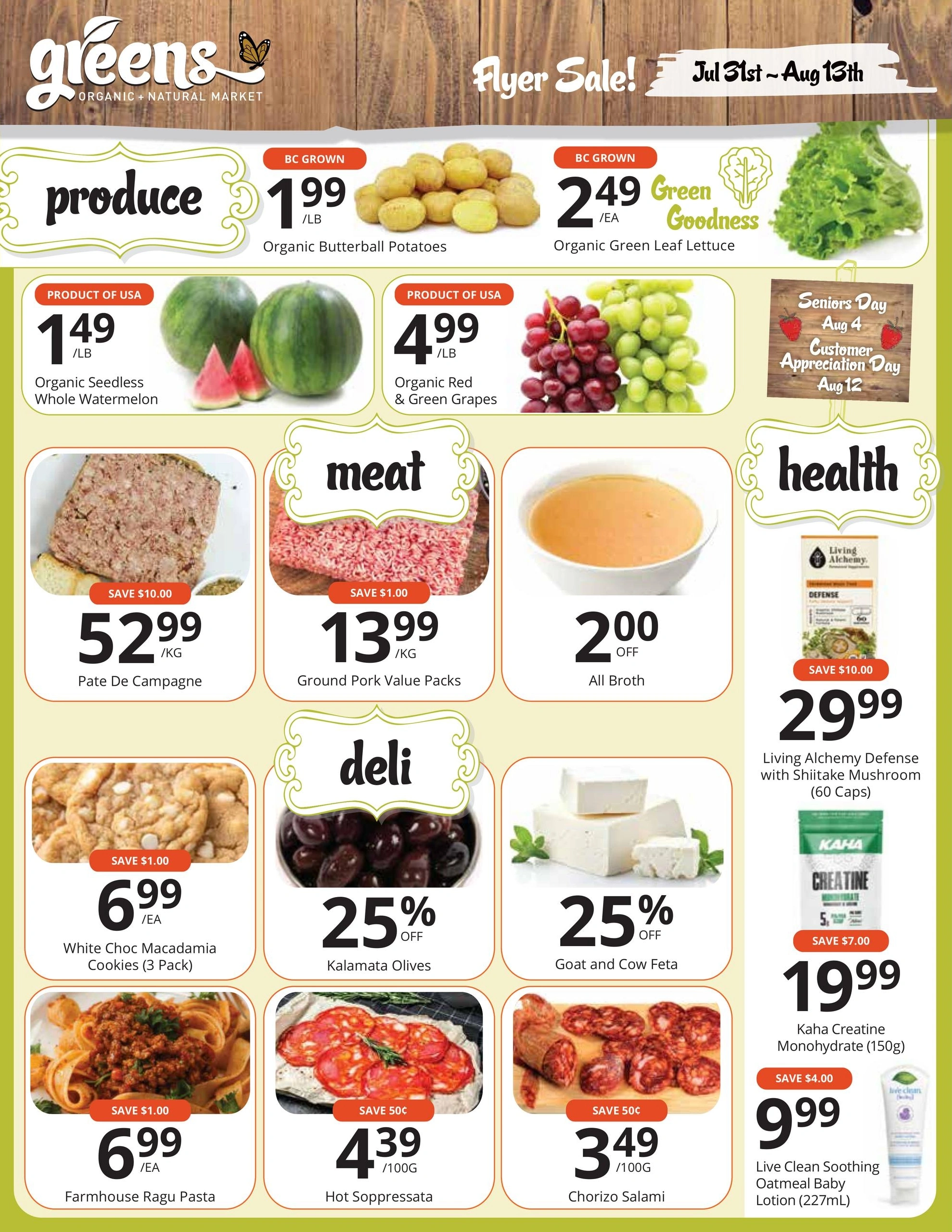 Greens Organic and Natural Market flyer page 2