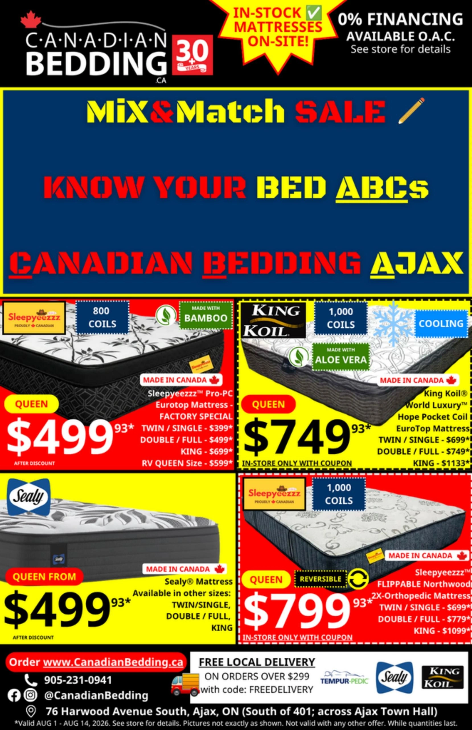 Canadian Bedding Mattresses flyer page 1