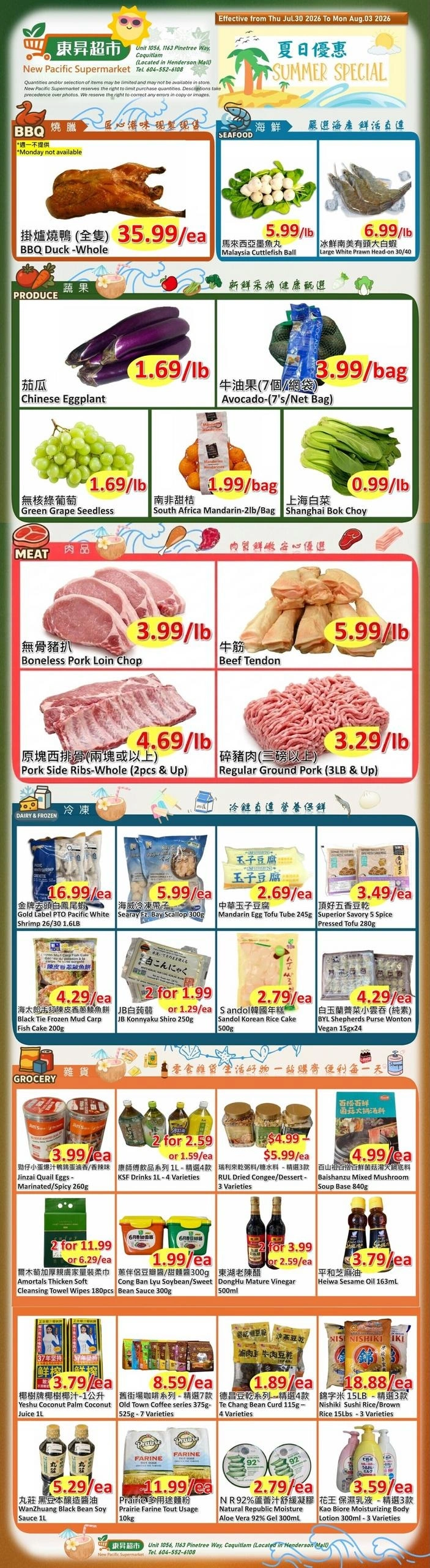 New Pacific Supermarket flyer page 1