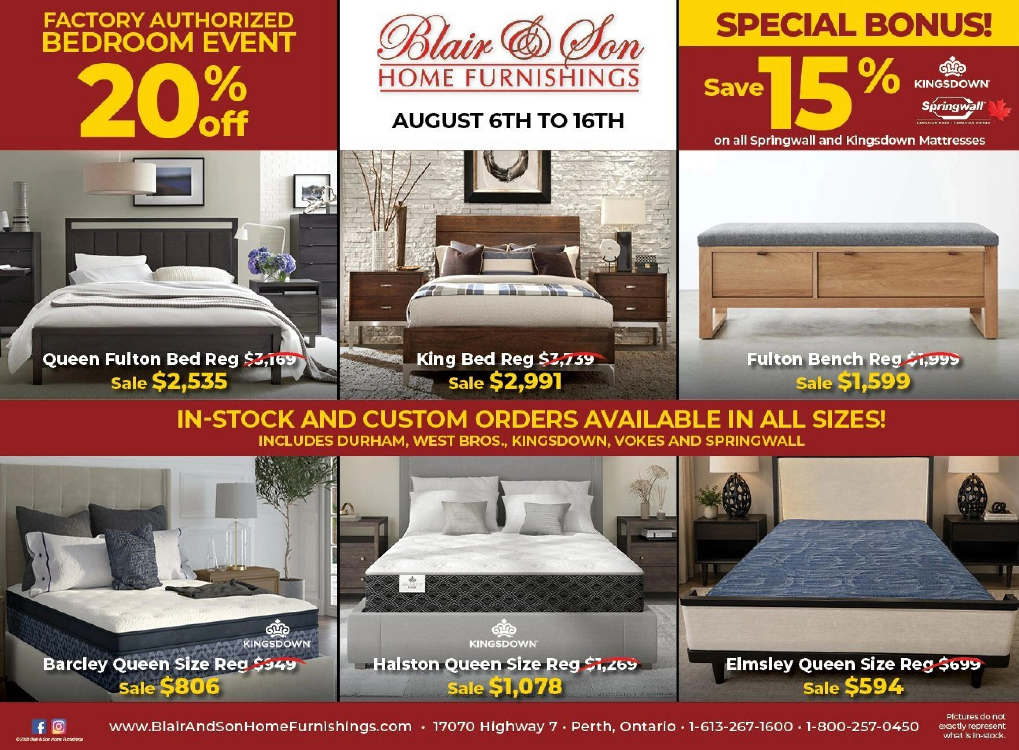 Blair & Son Home Furnishings flyer page 1