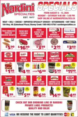 Nardini Specialties Indexed Weekly