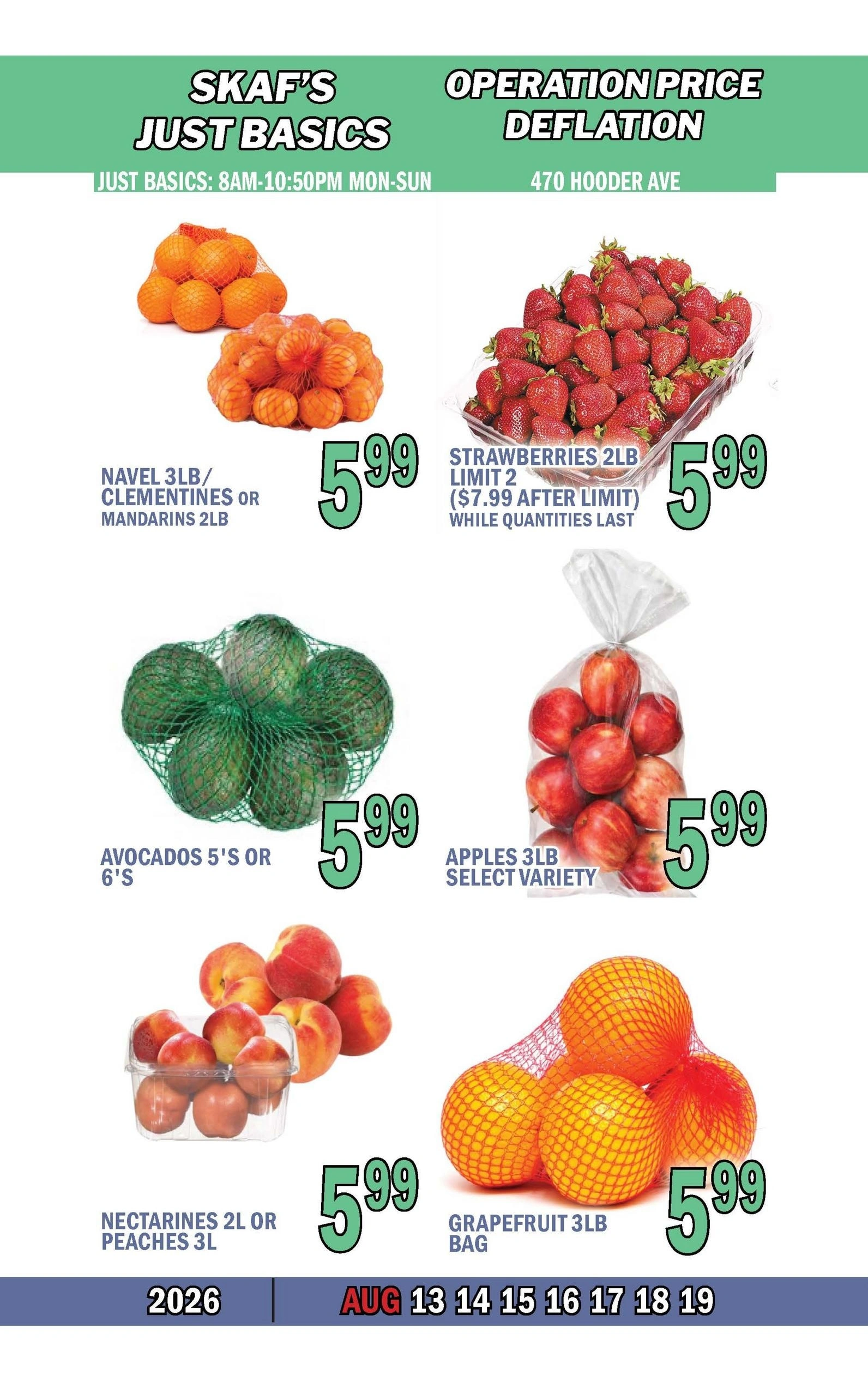Skaf's Just Basics flyer page 1